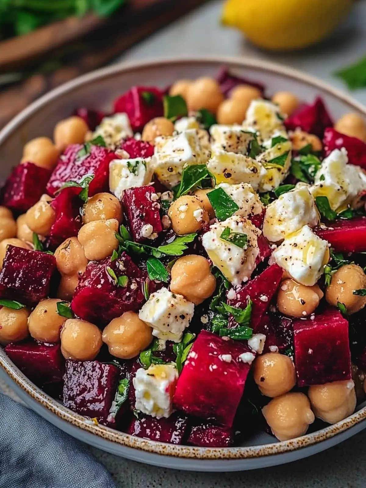 Chickpea, Beet & Feta Salad with Zesty Lemon-Garlic Vinaigrette 4 Chickpea, Beet & Feta Salad with Lemon-Garlic Vinaigrette beetroot