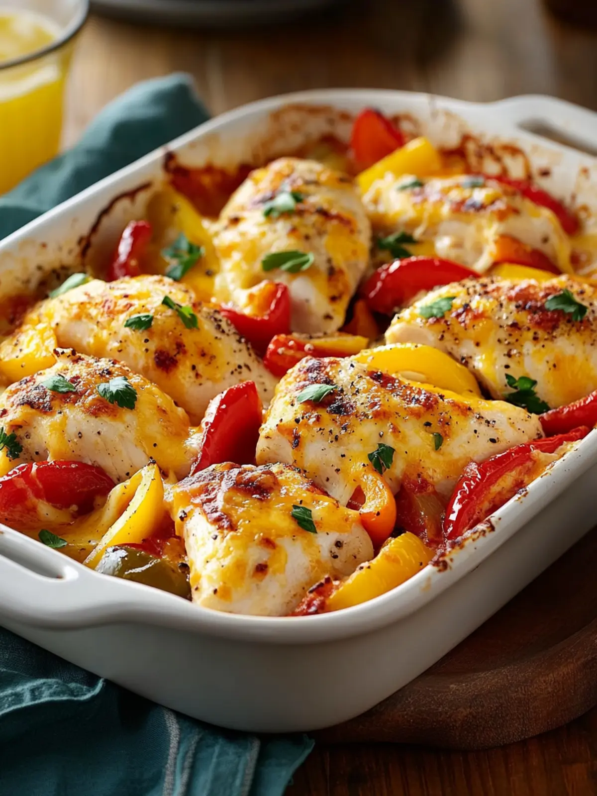 Oven-Baked Chicken, Pepper & Cheese Medley
