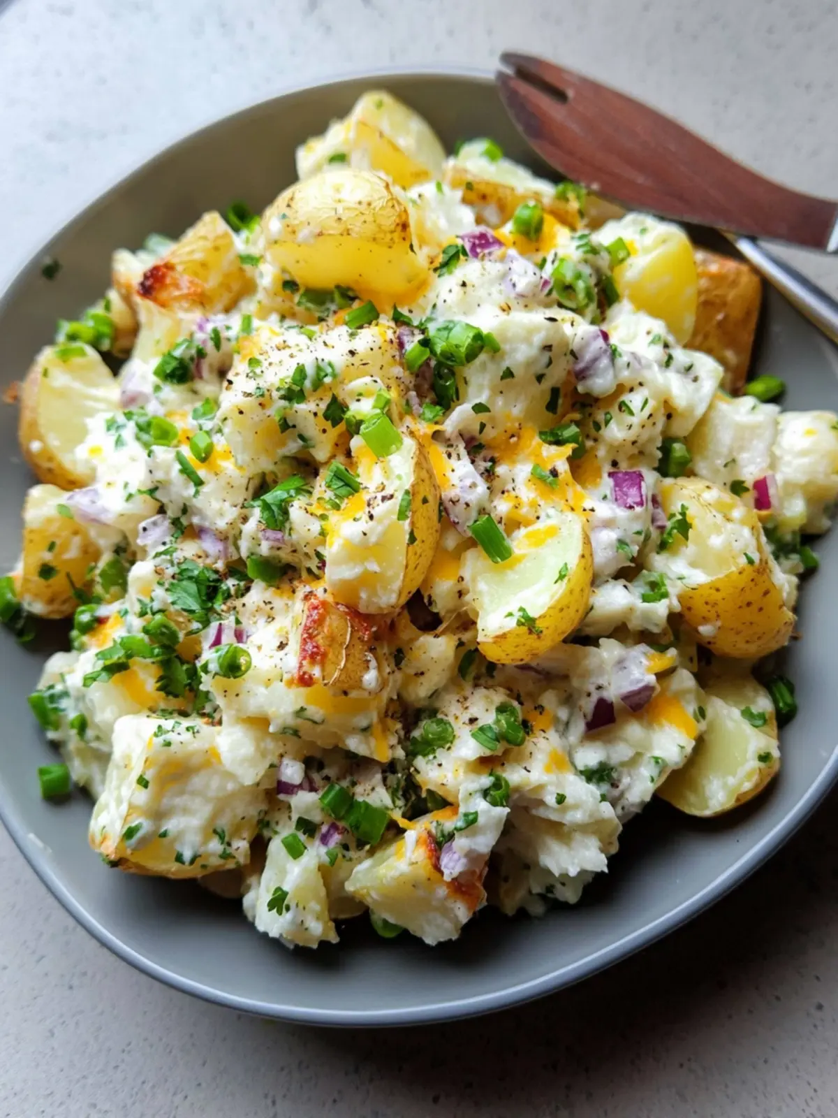Fluffy baked potato salad