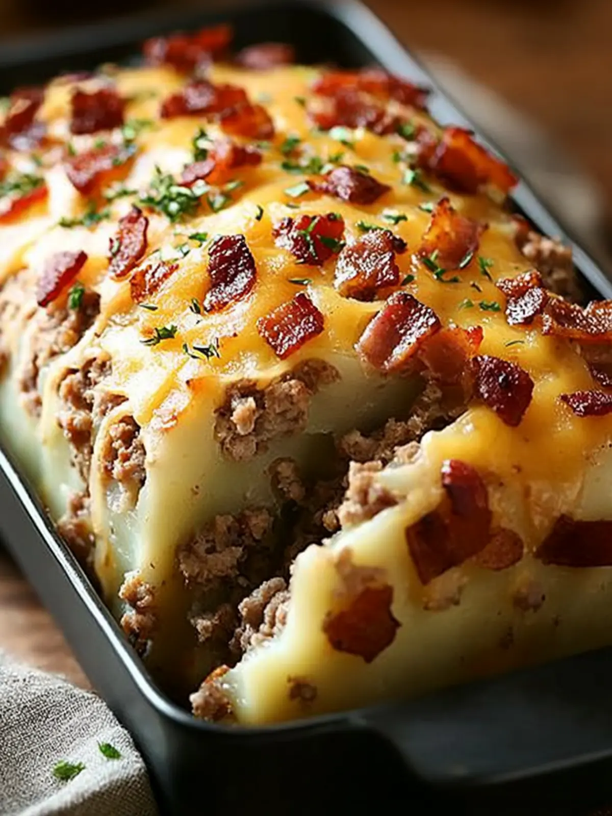 Hearty Potato Loaf with Turkey Bacon and Beef Sausage Delight 2 Hearty Potato Loaf with Turkey Bacon and Beef Sausage Filling
