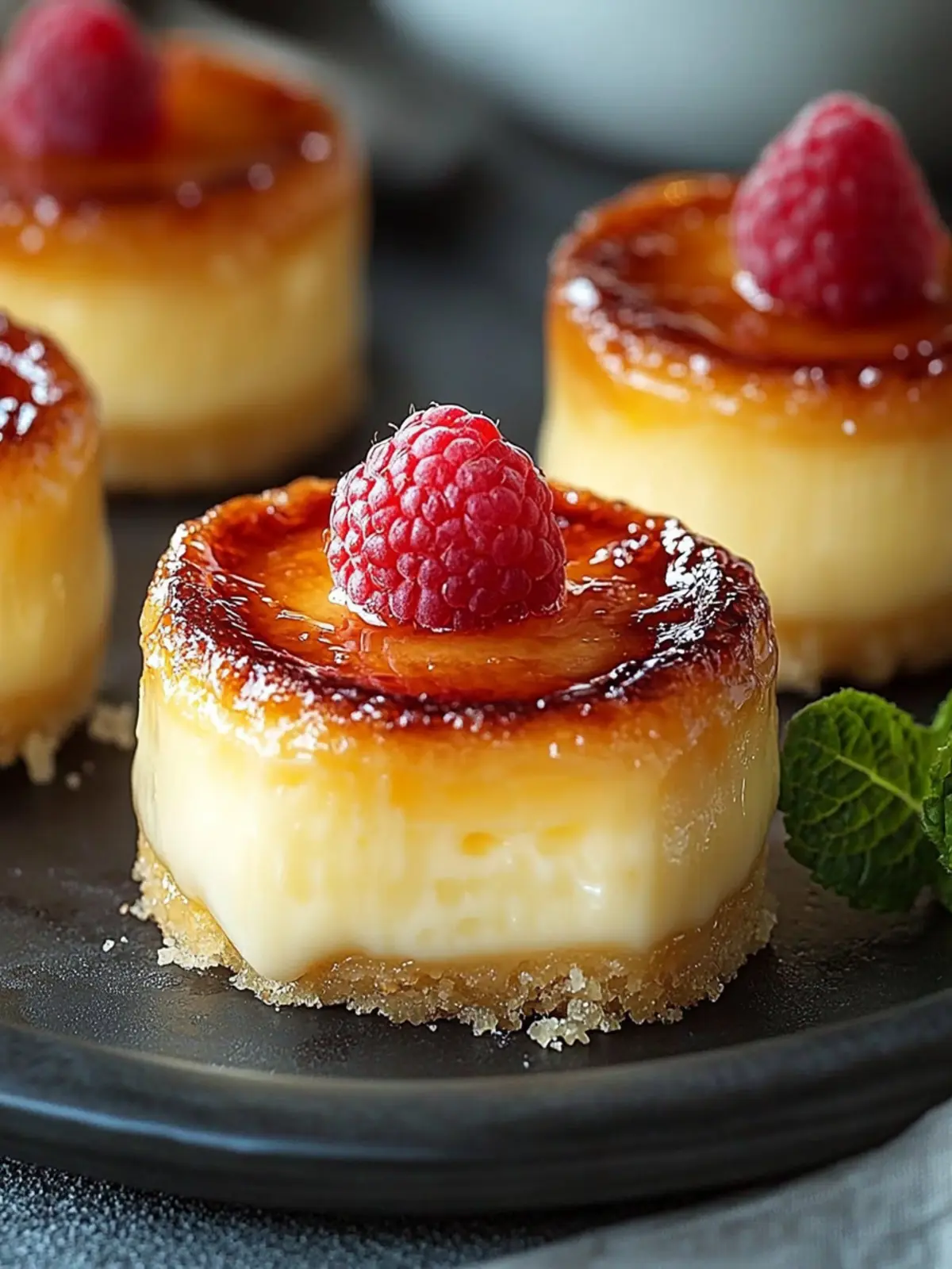 Mini Cr me Br »l e Cheesecakes   Decadent Dessert