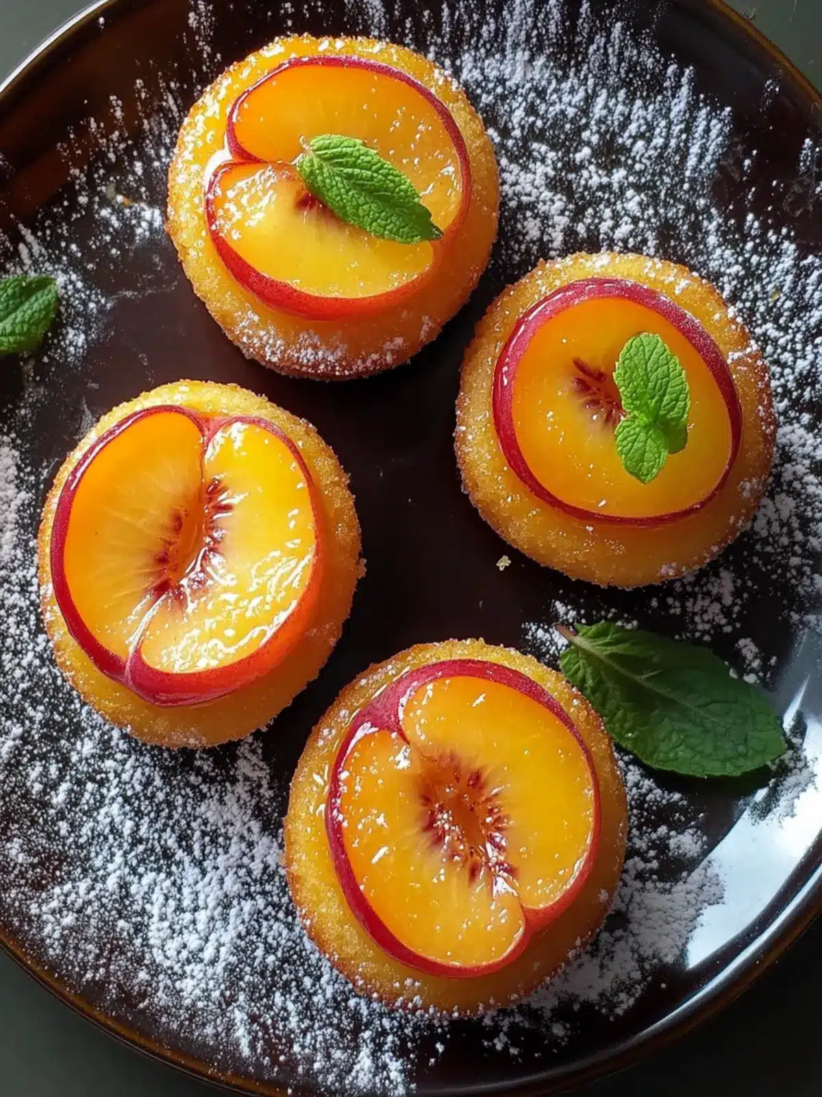 Peach Upside Down Mini Cakes for Sweet Summer Bliss 3 PEACH UPSIDE DOWN MINI CAKES