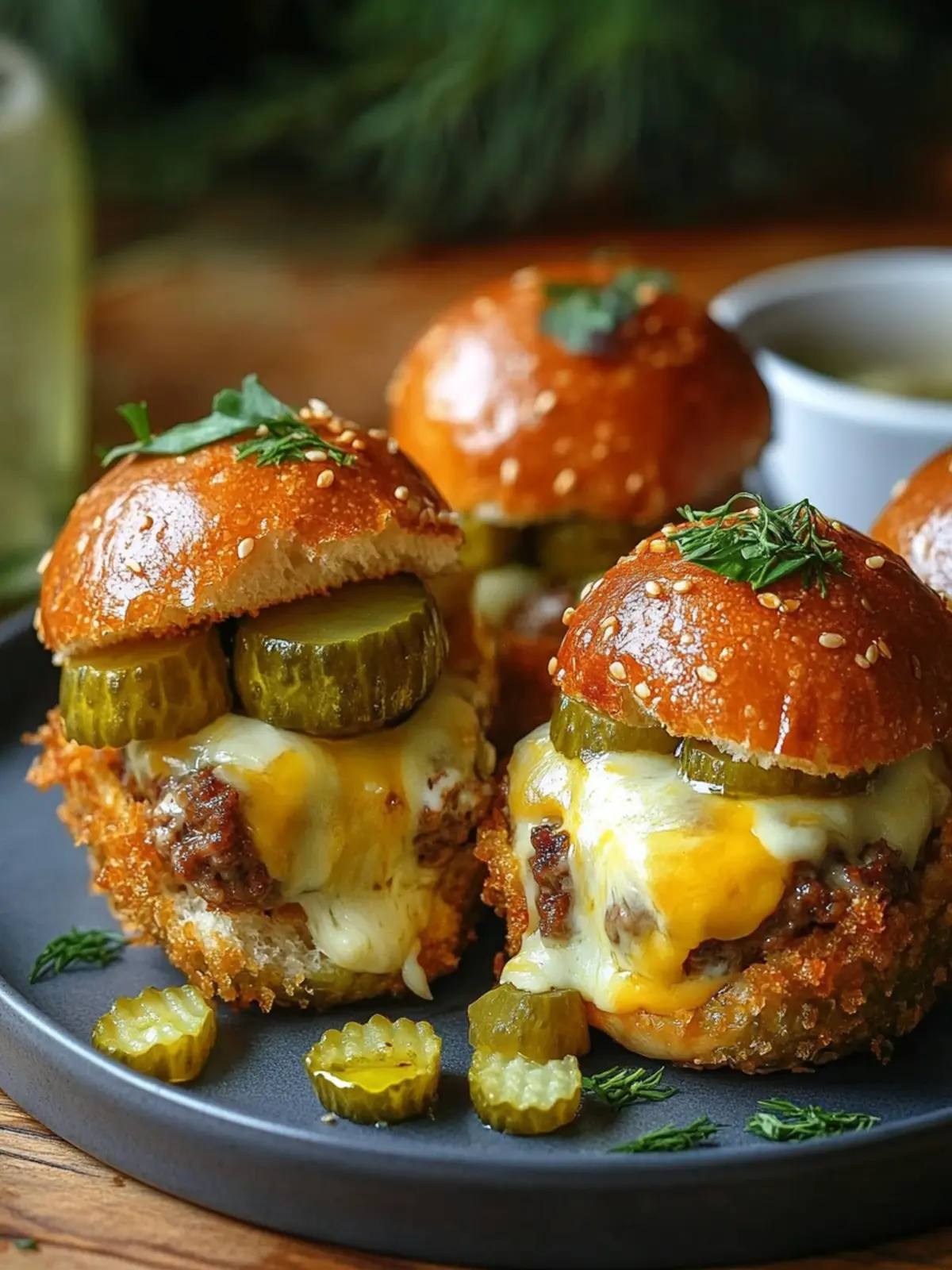 Dill Pickle Cheeseburger Mozzarella Bombs