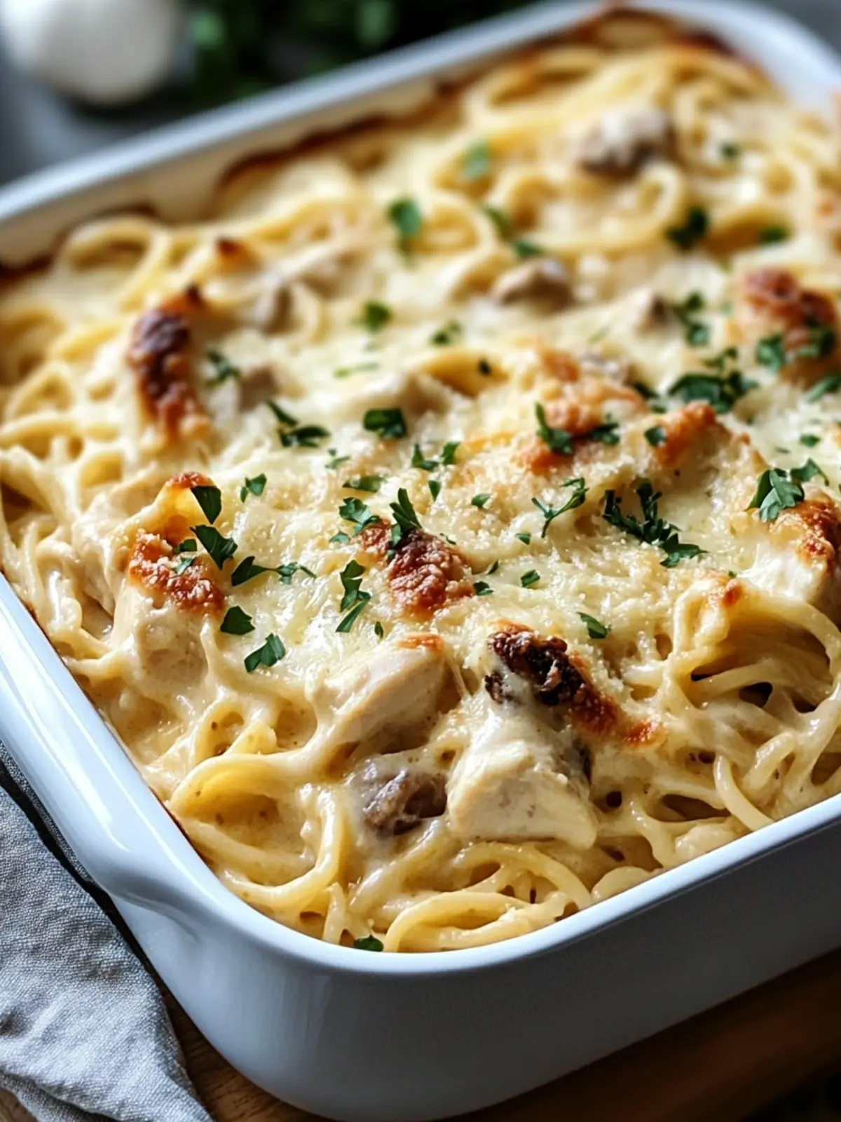 Creamy Tetrazzini Chicken Bake