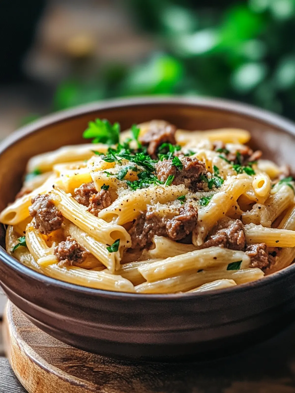 One-Pot Creamy Beef and Garlic Butter Pasta You'll Love 2 ONE-POT CREAMY BEEF AND GARLIC BUTTER PASTA WITH PARSLEY DRESSING
