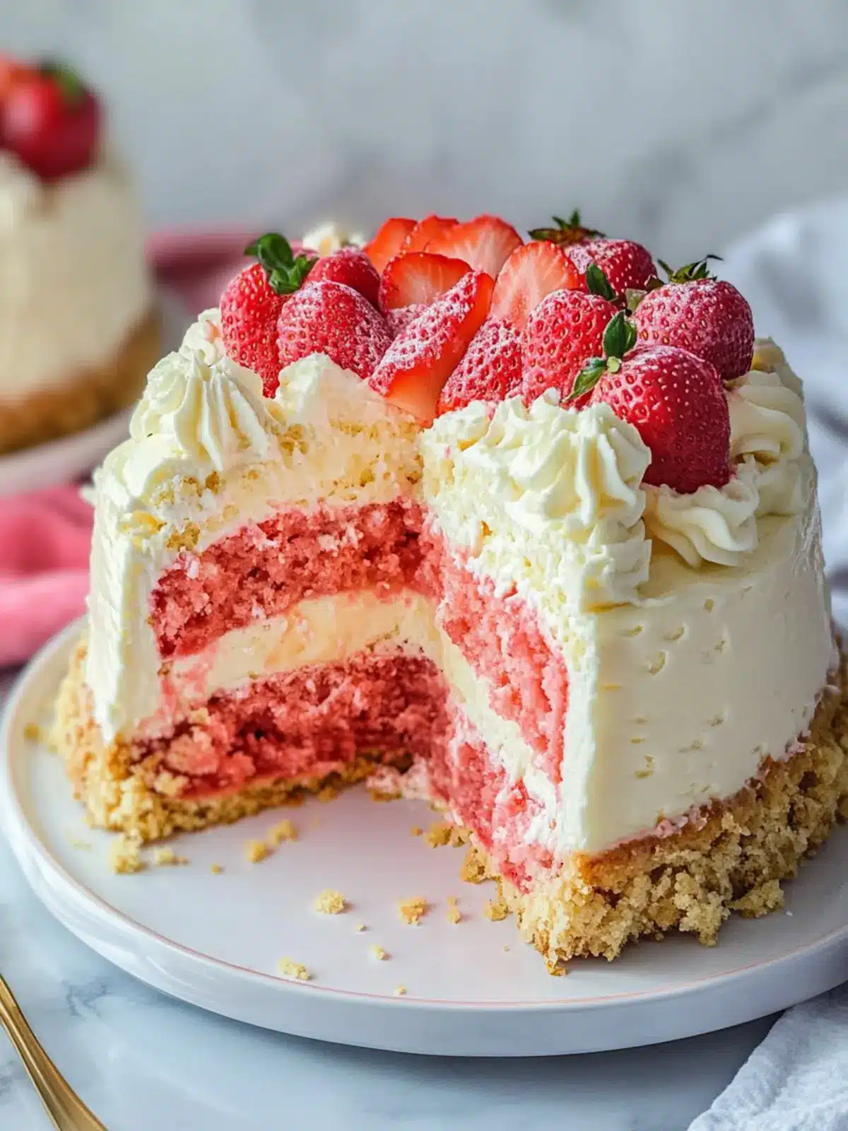 Strawberry Shortcake Cheesecake Cake for Delicious Gatherings 3 Strawberry Shortcake Cheesecake Cake