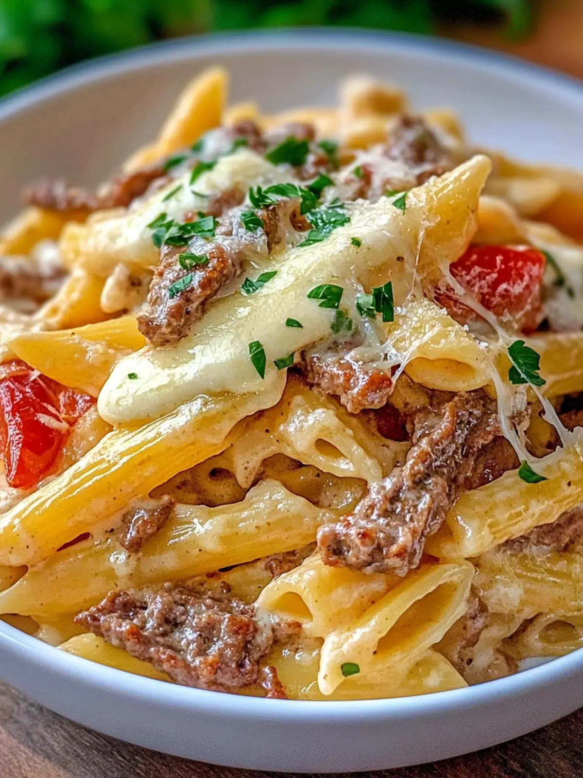 Mouthwatering Philly Cheesesteak Pasta with Creamy Dressing 2 PHILLY CHEESESTEAK PASTA WITH CREAMY DRESSING