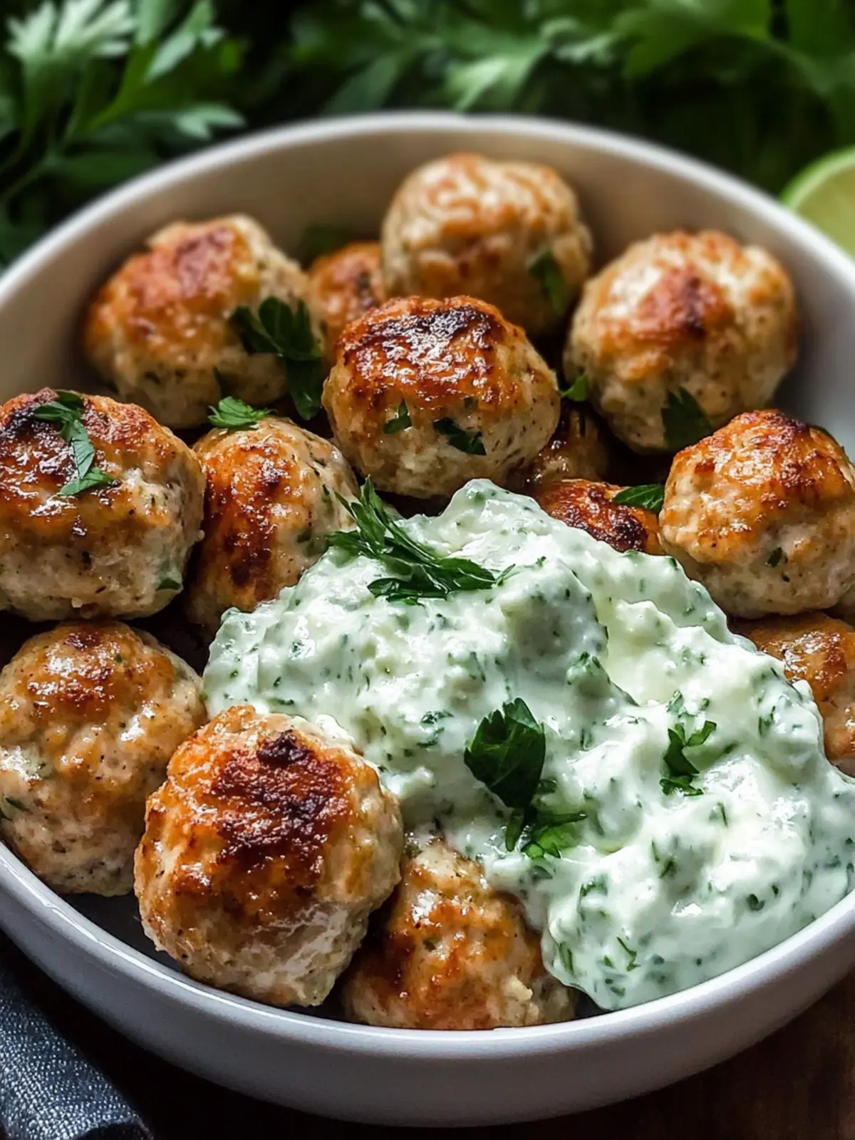 Greek Chicken Meatballs with Tzatziki Sauce