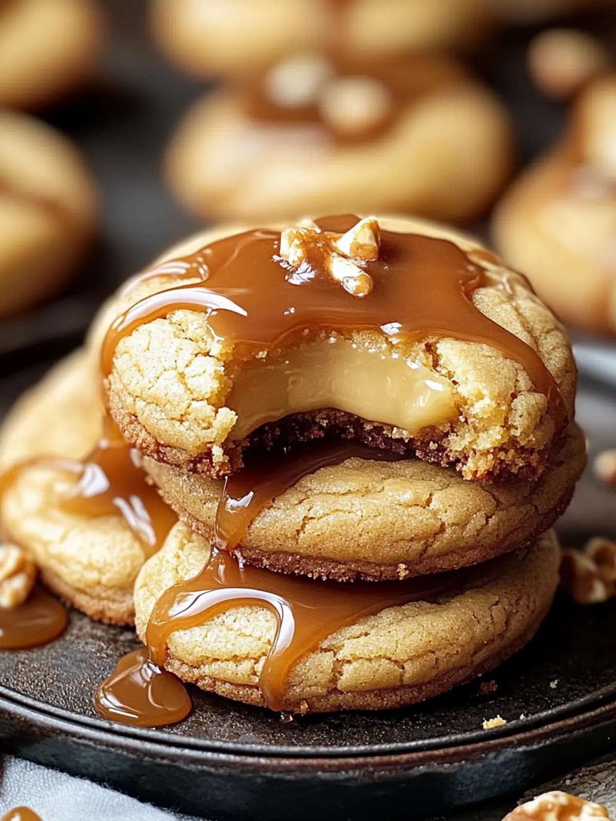 CARAMEL CHEESECAKE COOKIES WITH CARAMEL DRIZZLE