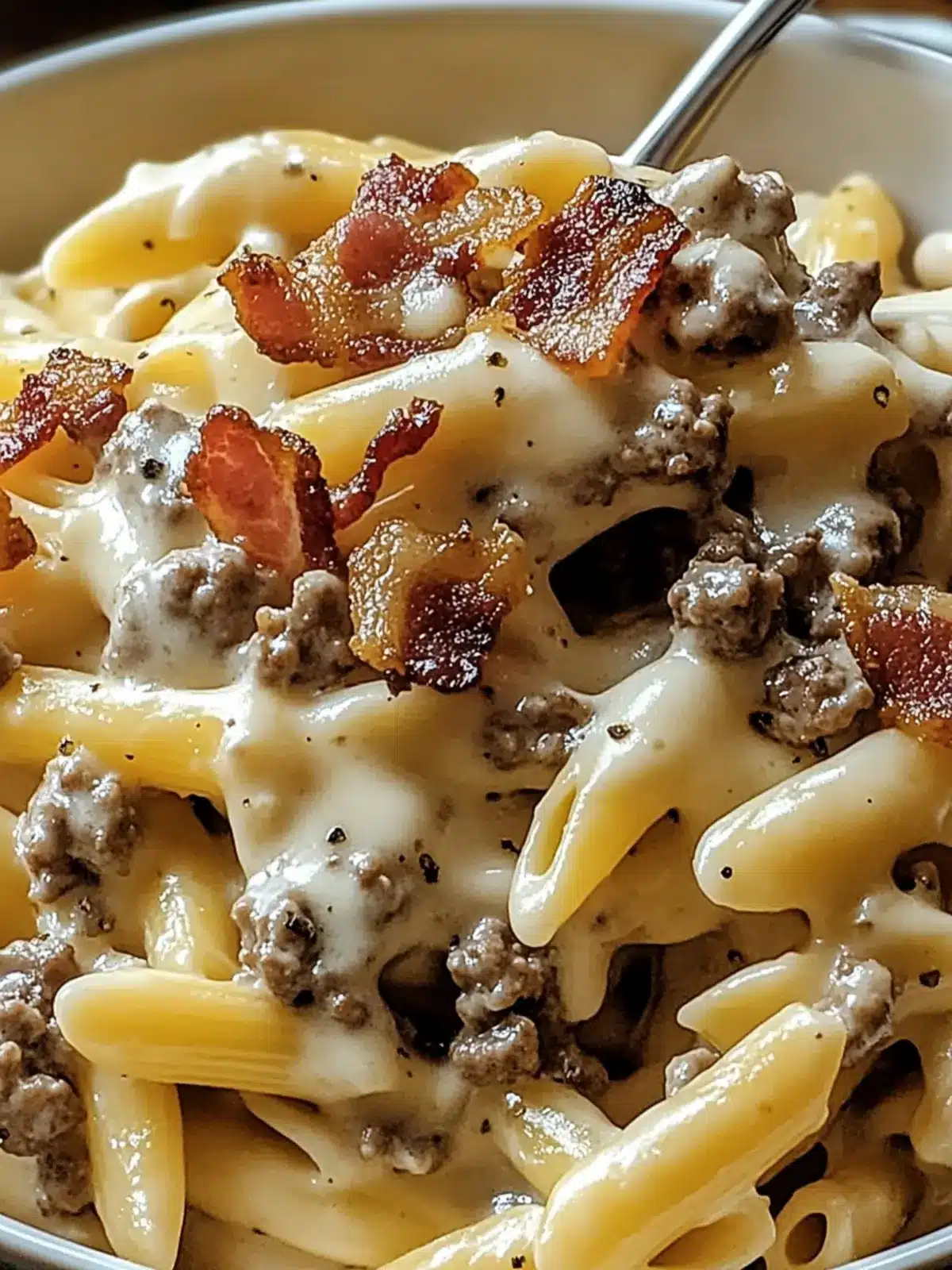 Loaded Bacon Cheeseburger Alfredo Pasta