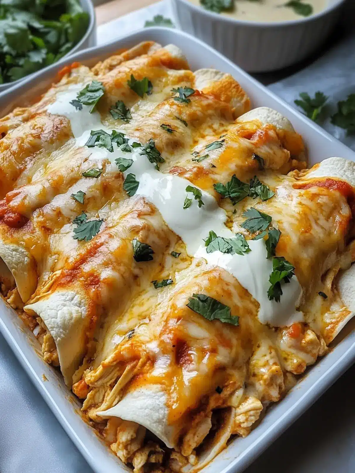 Savory Chicken Enchiladas with Creamy White Sauce Delight 2 Chicken Enchiladas with Sour Cream White Sauce
