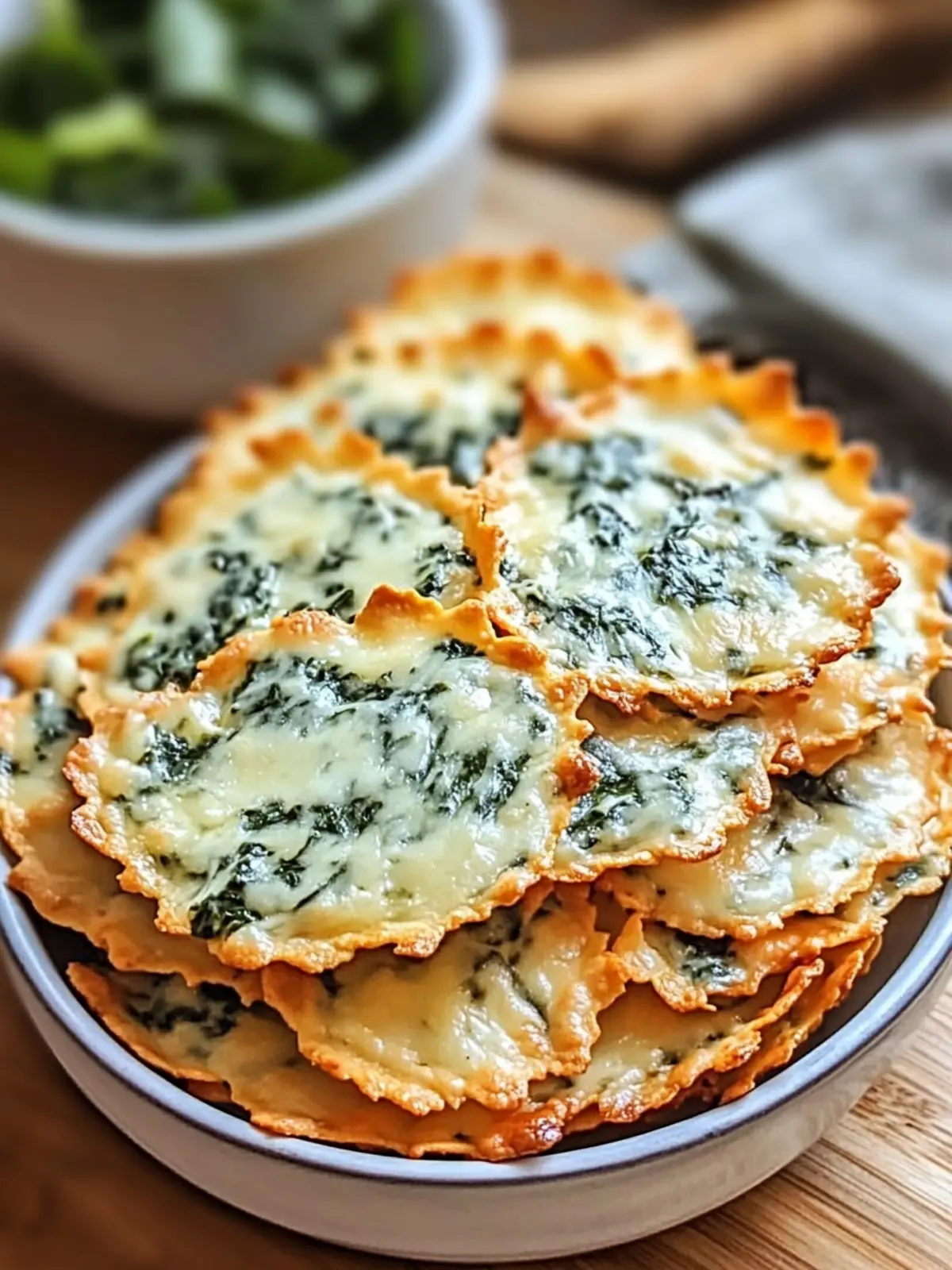 Spinach Dip Cheese Crisps