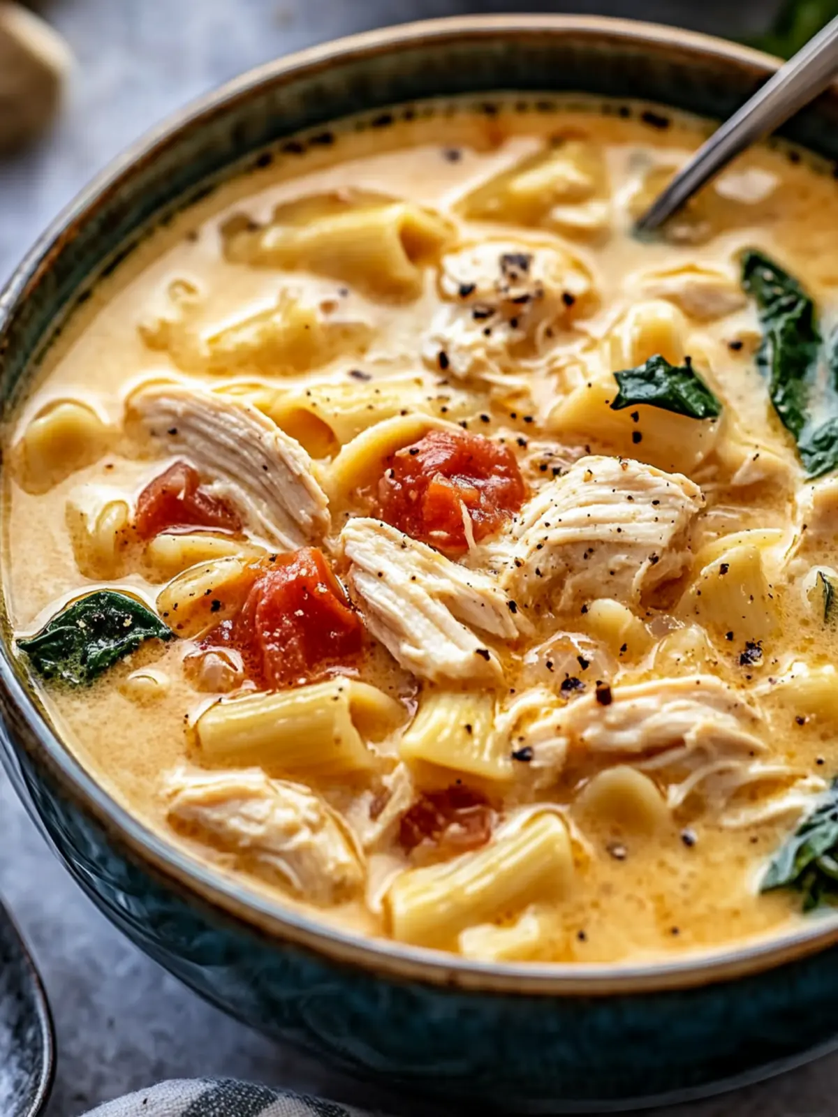 Creamy Tuscan Chicken Pasta Soup You'll Love on Cozy Nights 4 Creamy Tuscan Chicken Pasta Soup