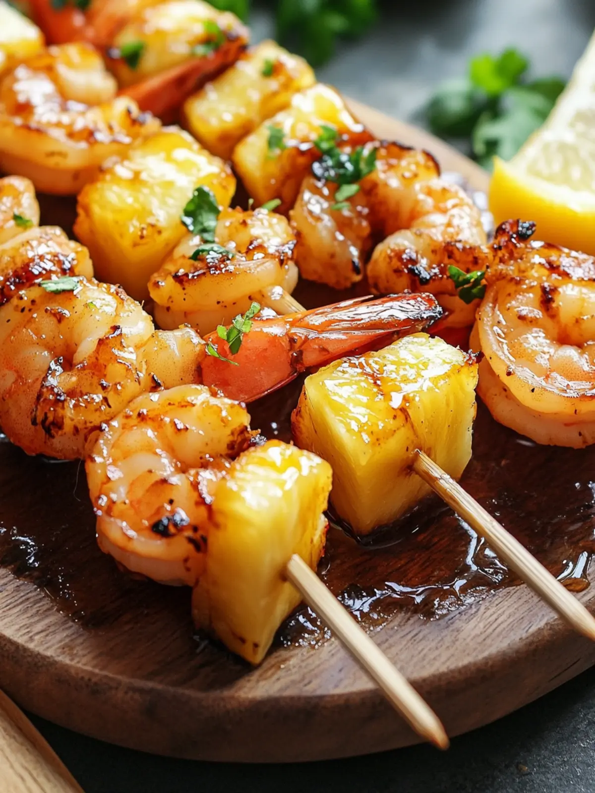 Delicious Shrimp Pineapple Skewers with Spicy Honey Glaze 4 Shrimp Pineapple Skewers with a Spicy Honey Glaze