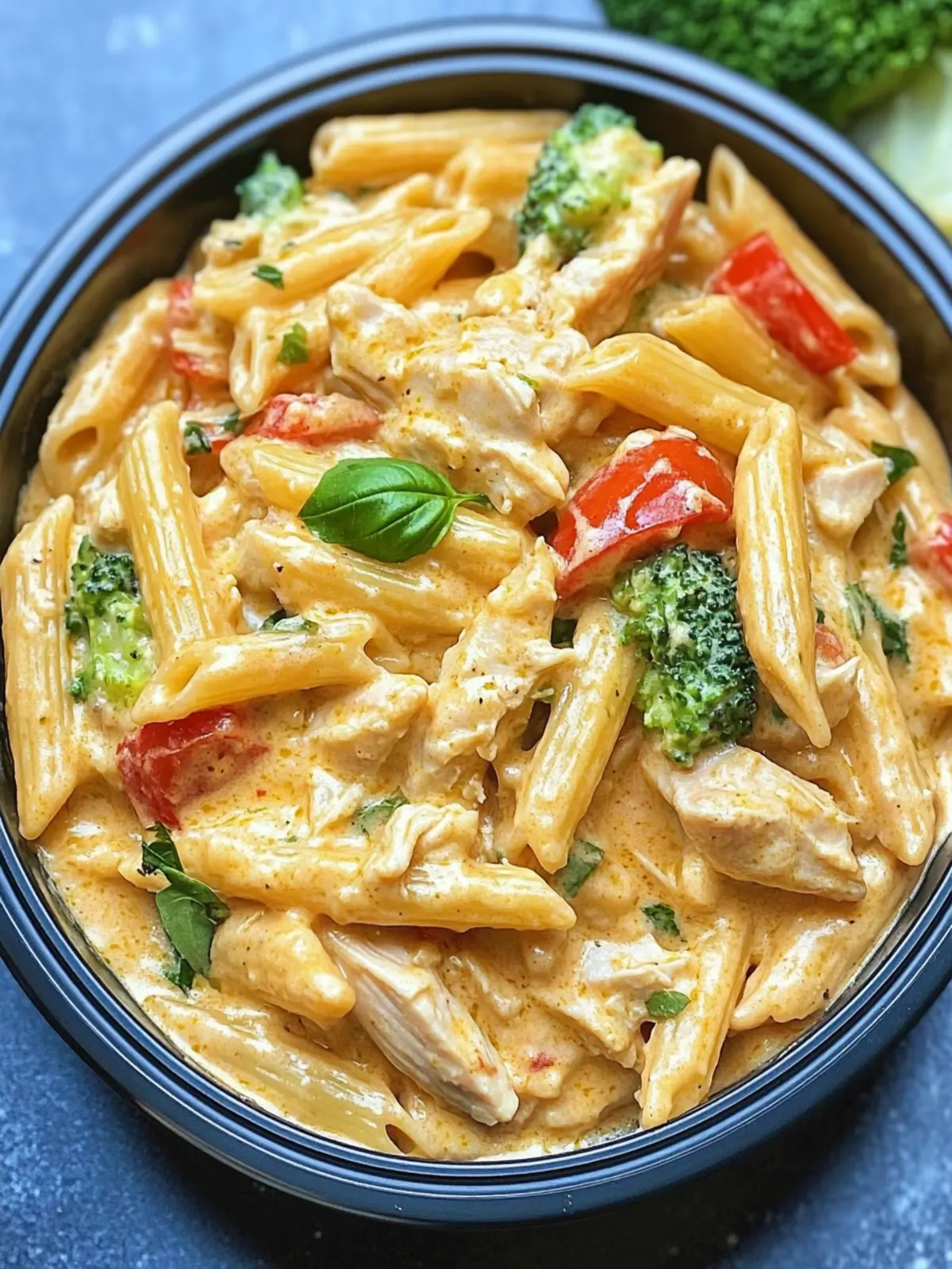 Creamy Chicken & Veggie Penne in a Cheesy Garlic Sauce