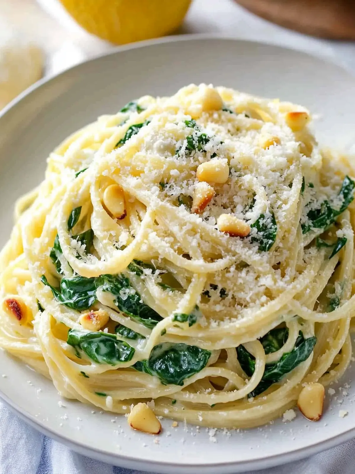 Lemon Ricotta Pasta with Spinach and Toasted Pine Nuts Delight 3 Lemon Ricotta Pasta with Spinach and Toasted Pine Nuts