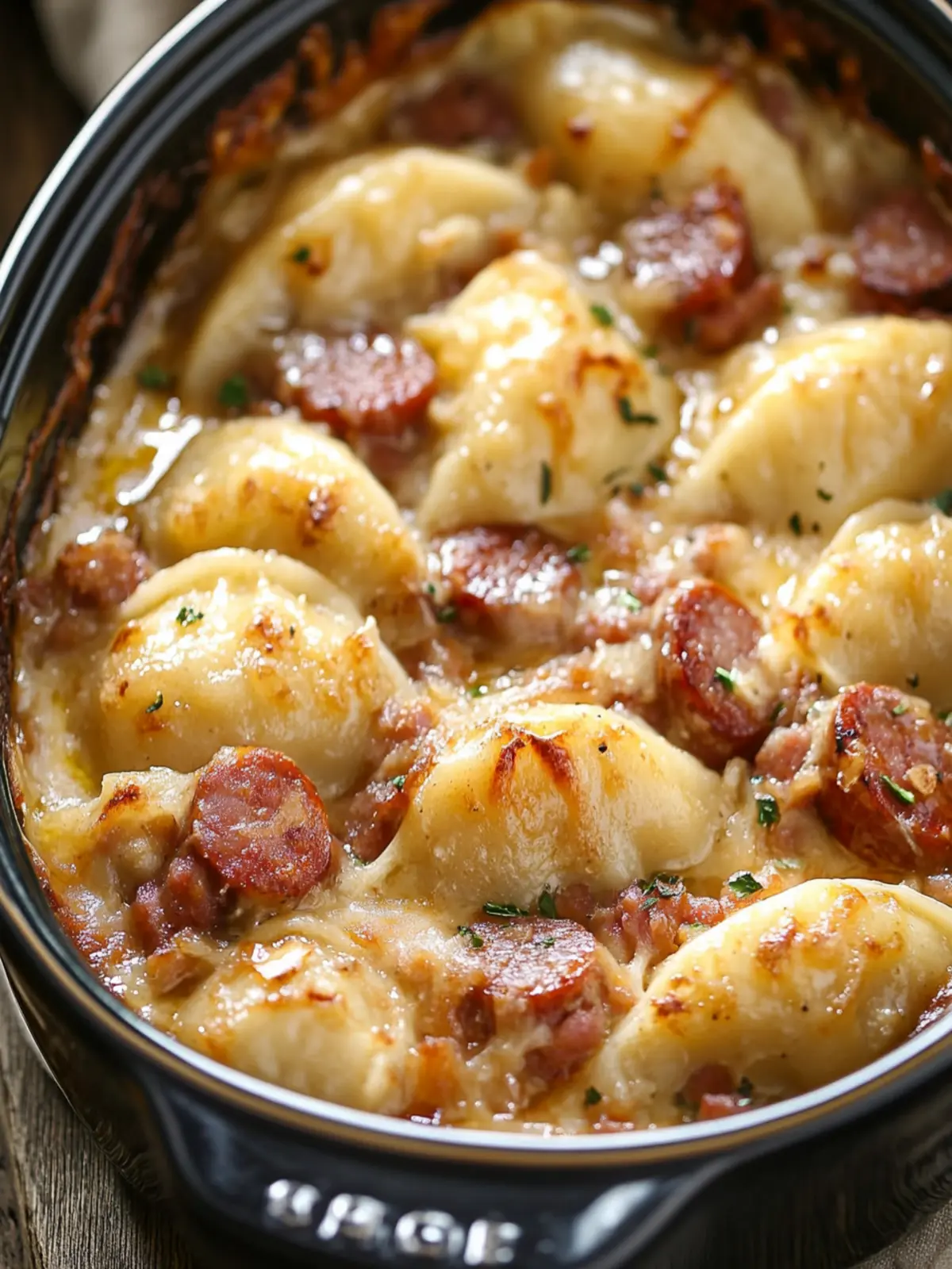 Savory Slow Cooker Pierogi & Kielbasa Casserole Delight 4 Slow Cooker Pierogi & Kielbasa Casserole