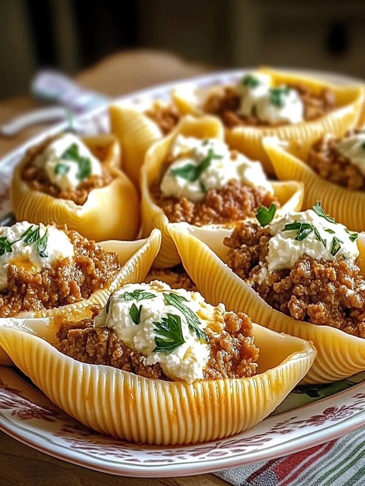Savory Beef-Stuffed Shells with Creamy Ricotta Bliss 2 Beef-Stuffed Shells with Creamy Ricotta Filling