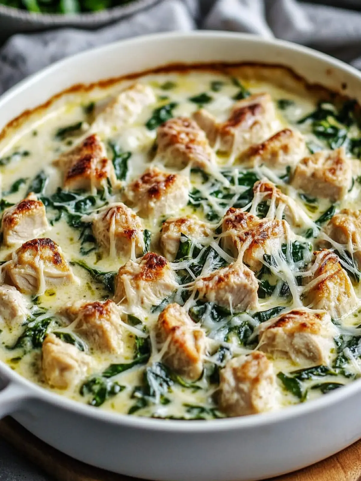 Low-Carb Creamy Turkey & Spinach Bake
