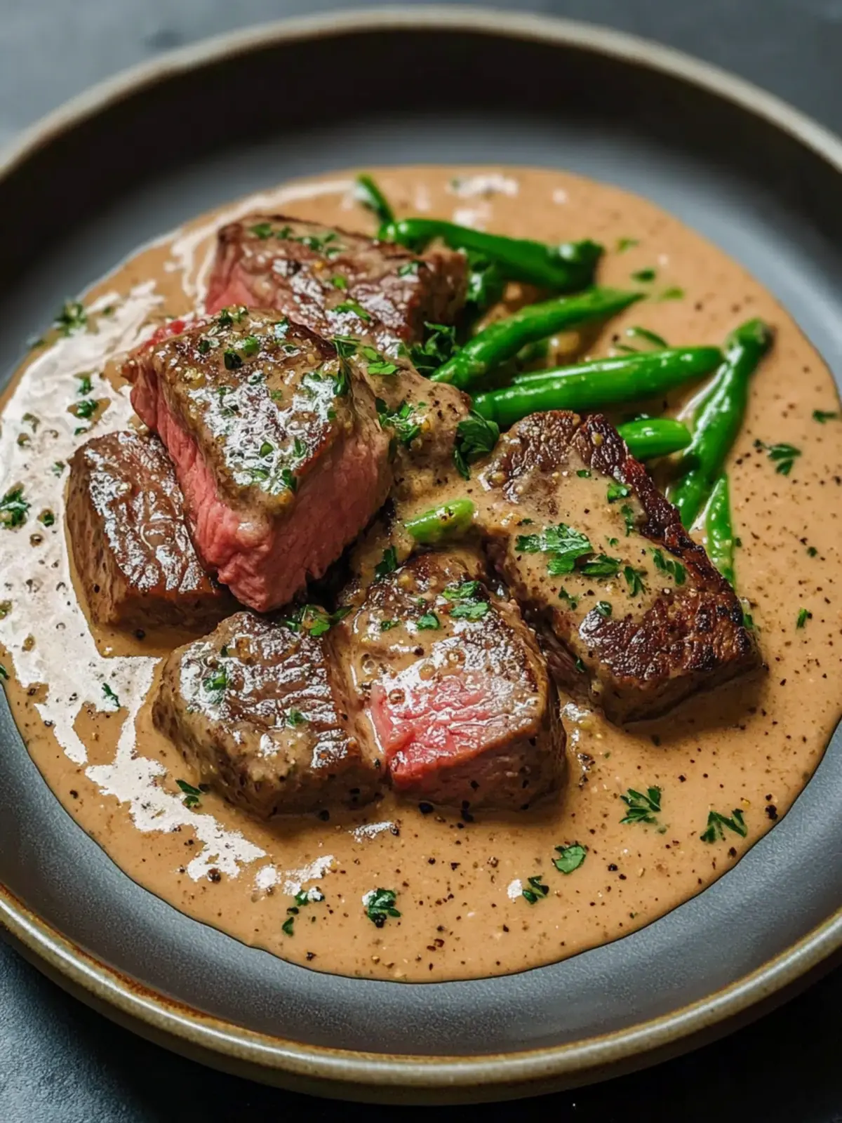 Tender Beef Fillet with Creamy Pepper Sauce