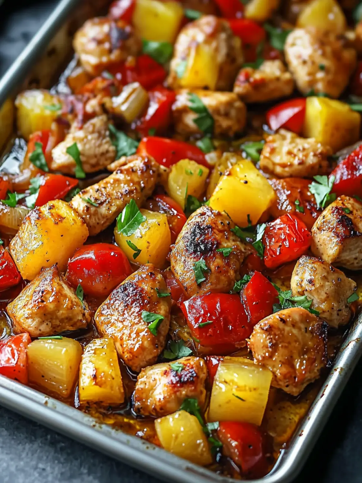 Easy Sheet Pan Hawaiian Chicken for a Flavorful Family Feast 4 Sheet Pan Hawaiian Chicken.