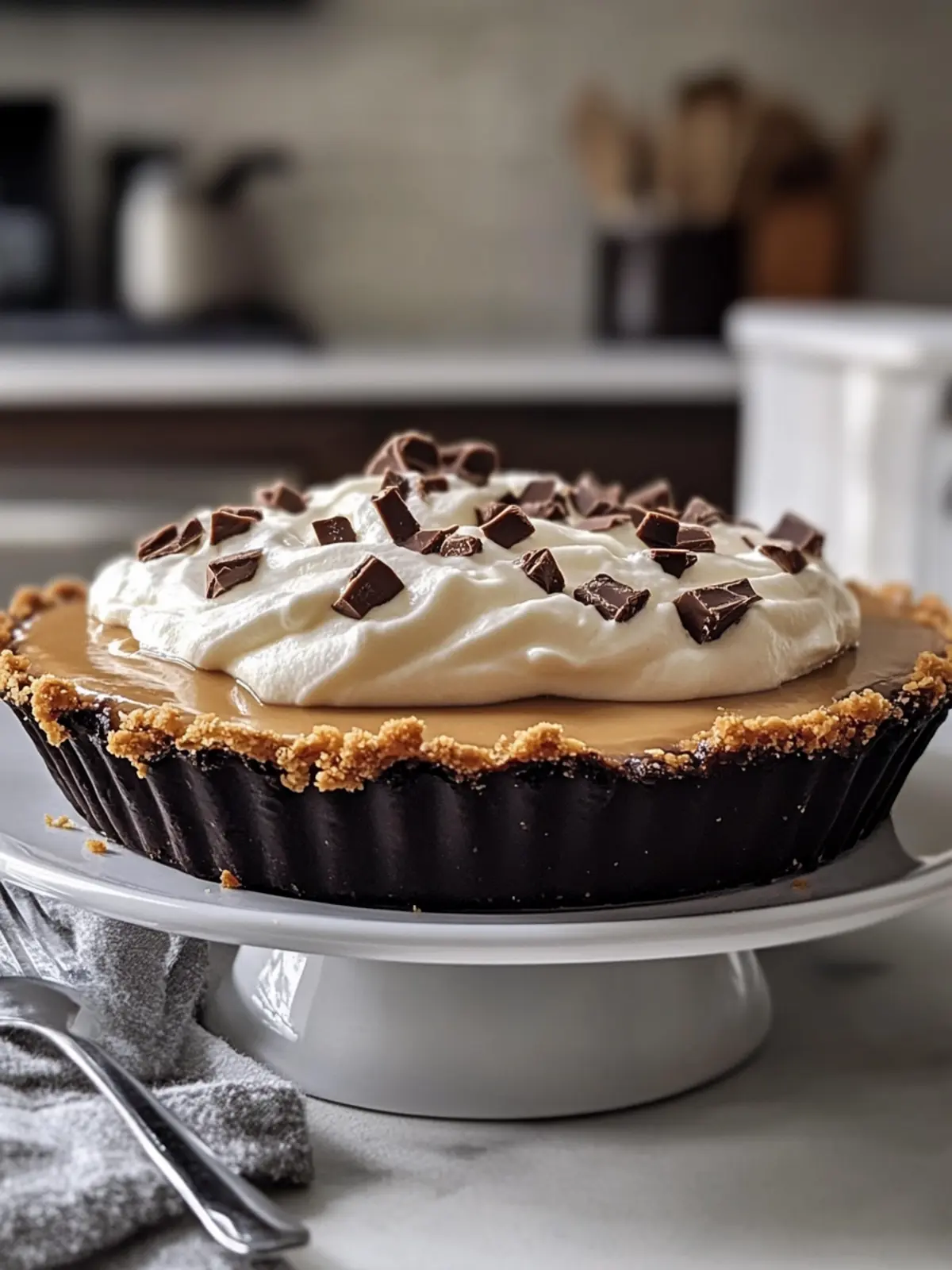 Decadent Peanut Butter Chocolate Pie with Whipped Cream Bliss 3 PEANUT BUTTER CHOCOLATE PIE WITH WHIPPED CREAM TOPPING