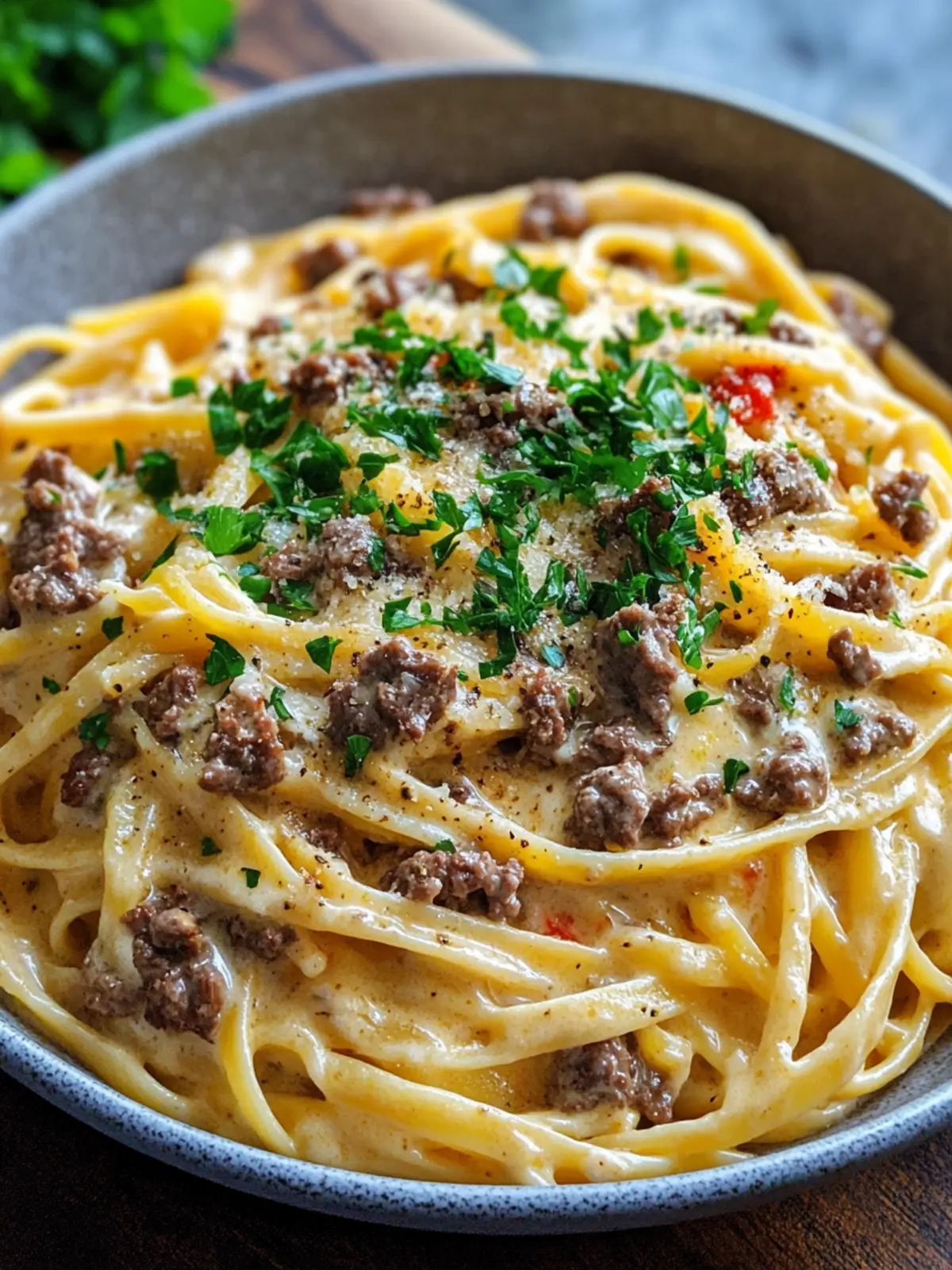 Creamy Cajun Beef Linguine in Garlic Cheese Sauce
