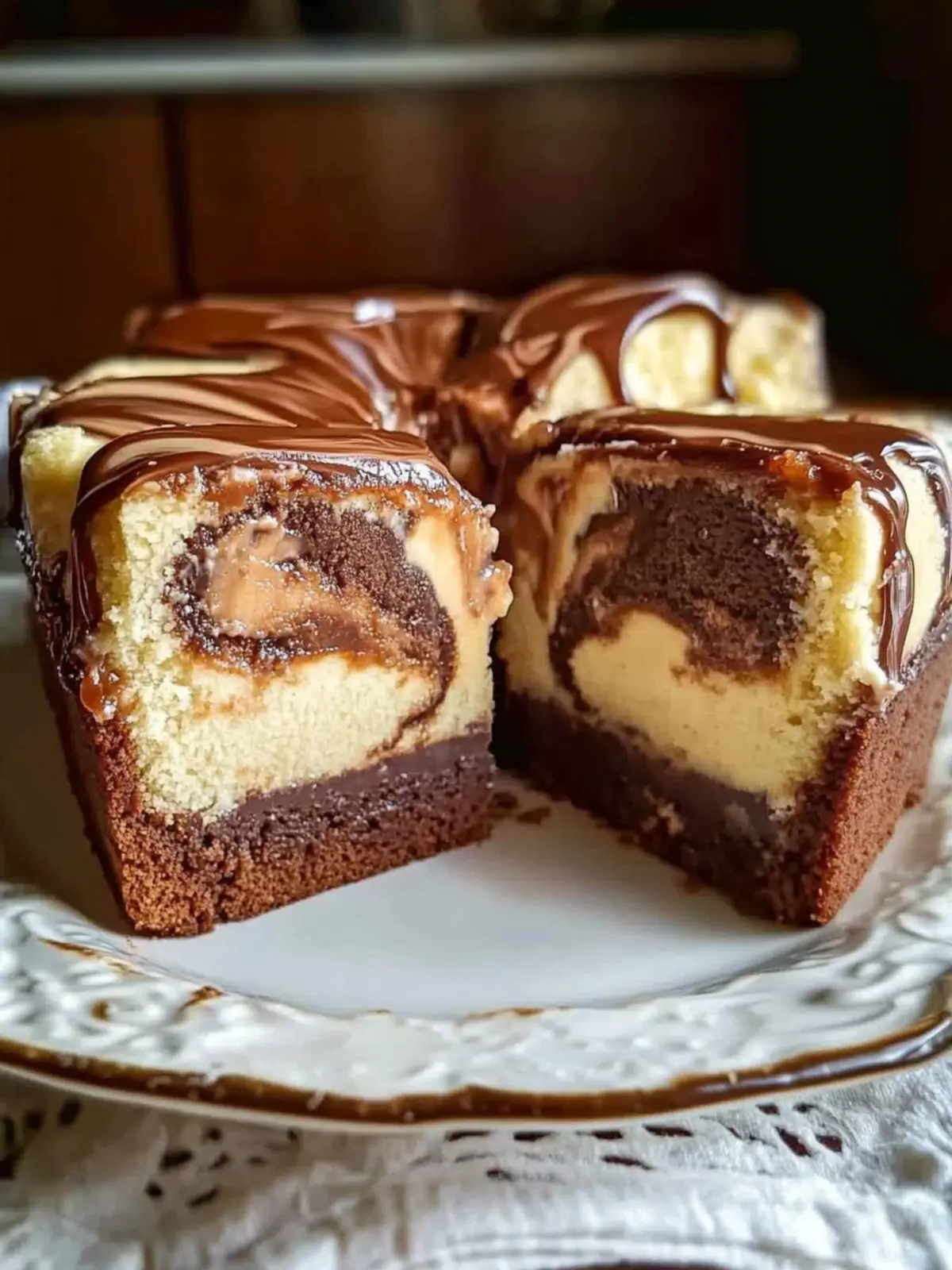 Caramel Swirl Chocolate Vanilla Cheesecake Loaf