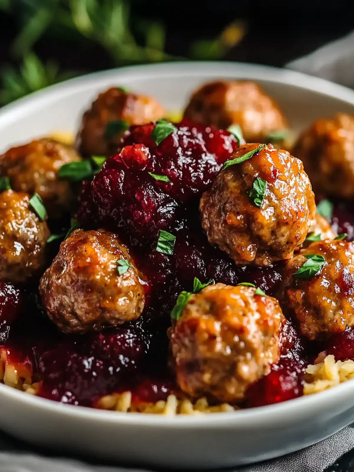 Savory Meatballs with Zesty Cranberry Orange Sauce Delight 3 Meatballs with Cranberry Orange Sauce
