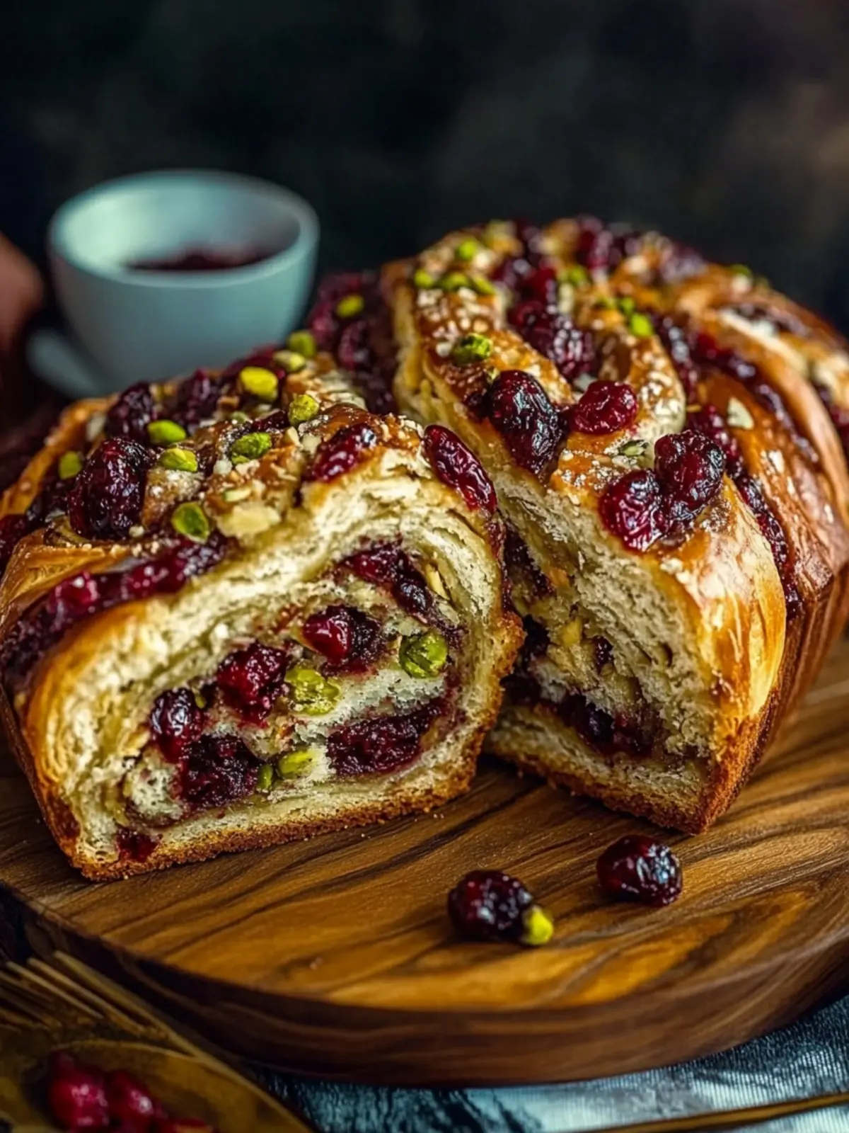 Cranberry Pistachio Babka Bread