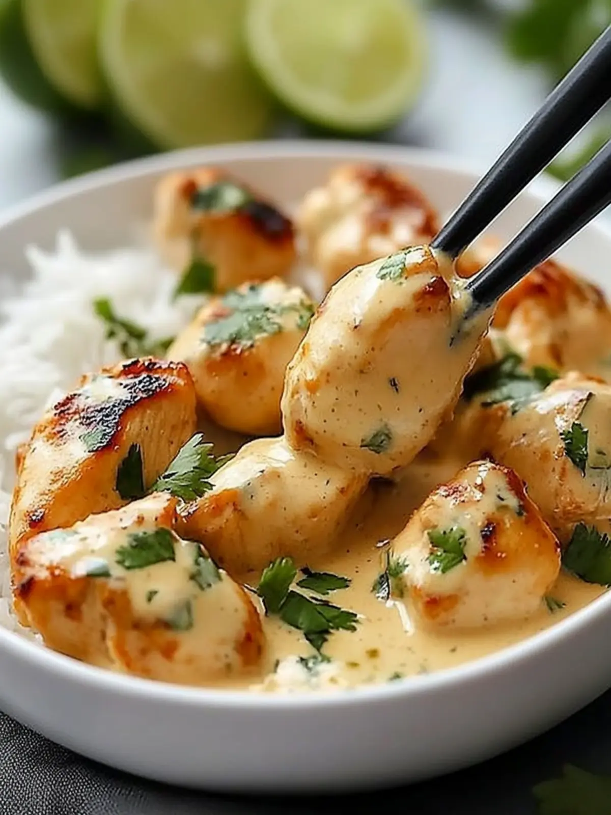 Coconut-Lime Chicken with Creamy Sauce and Steamed Rice