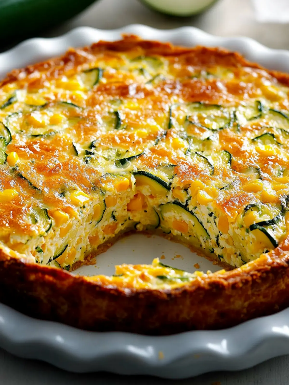 Zucchini, Corn & Cheddar Crustless Quiche