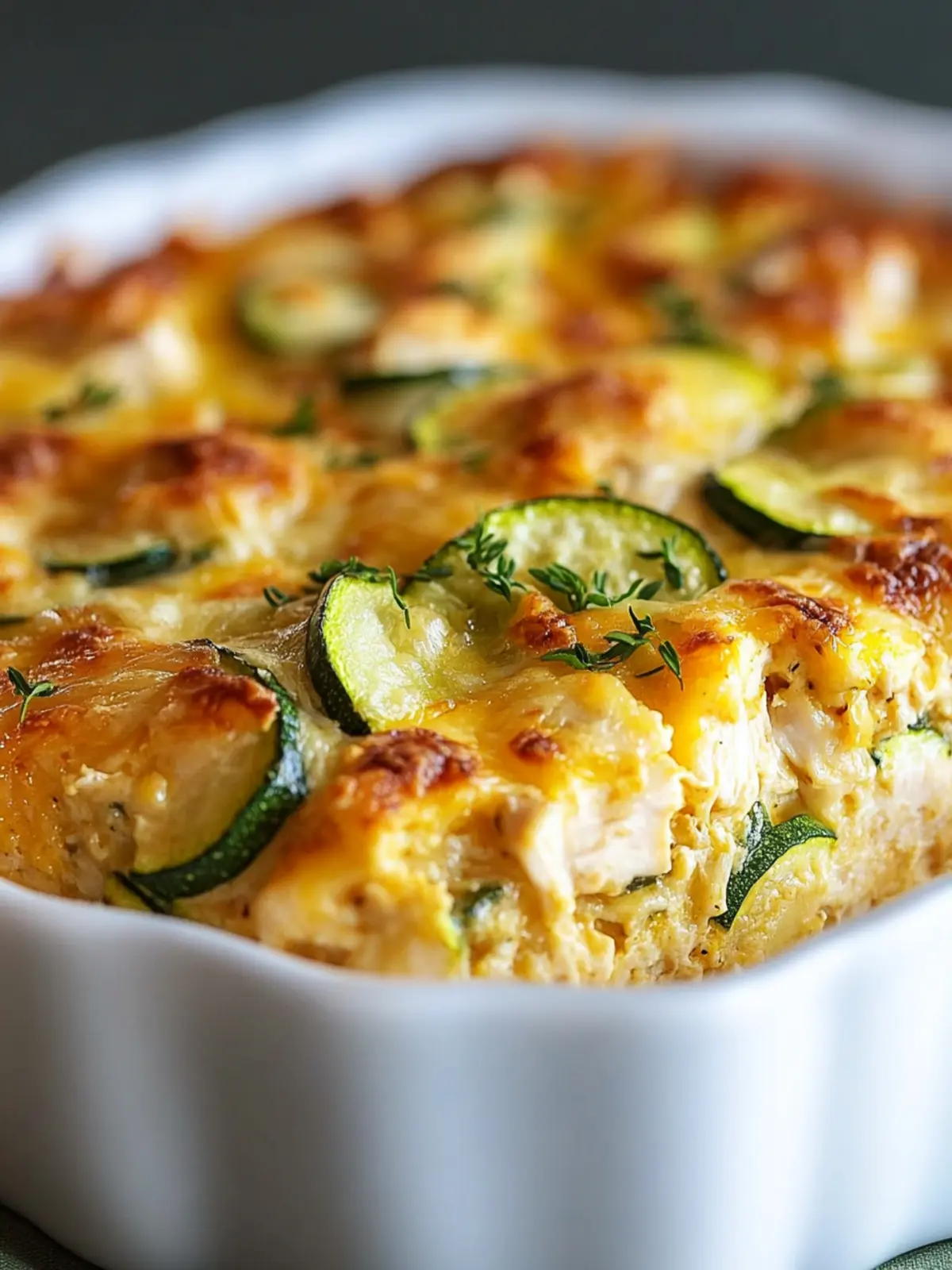 Soft Zucchini, Chicken & Cheese Crustless Bake
