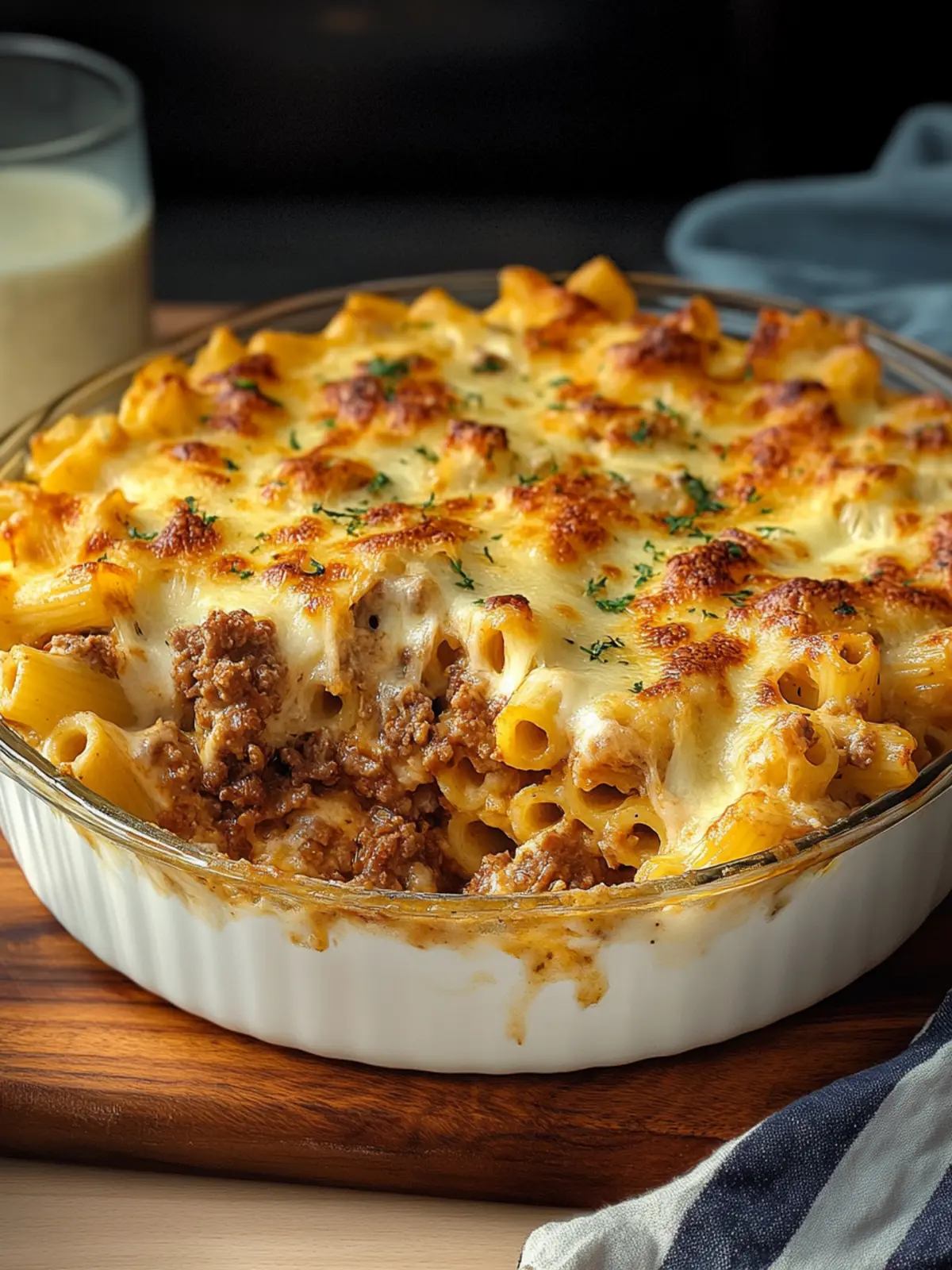 Baked Pipe Rigate Pasta with Meat and B chamel Sauce
