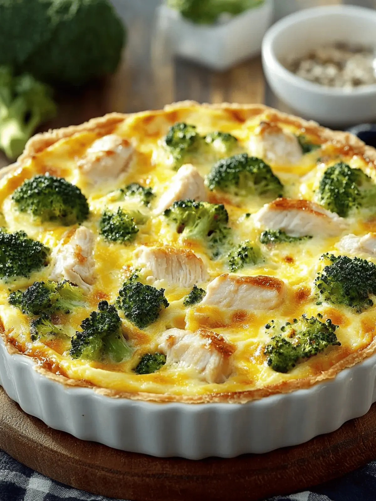 Crustless Chicken, Broccoli & Cheddar Bake-Style Quiche Delight 3 Crustless Chicken, Broccoli & Cheddar Bake-Style Quiche