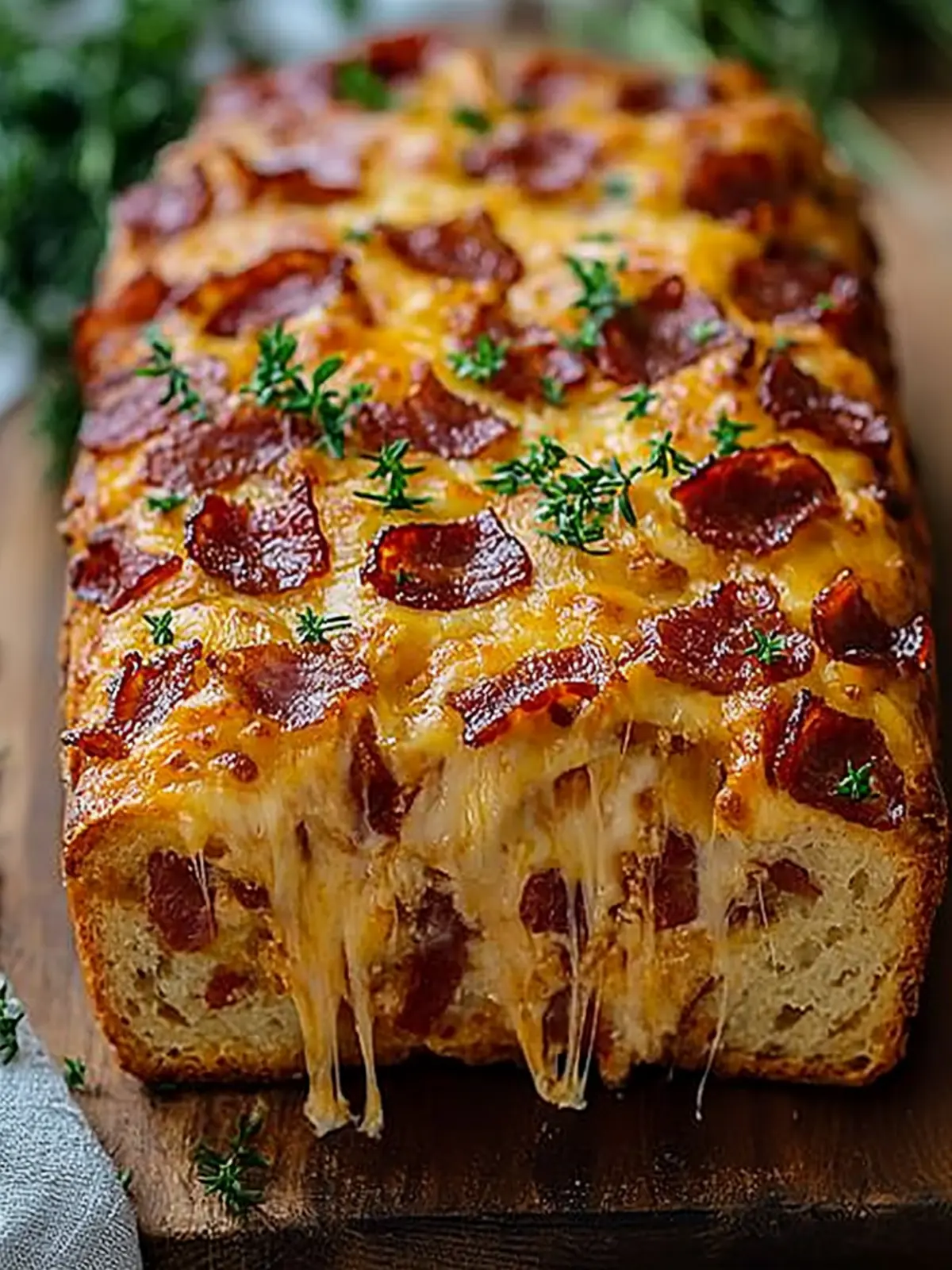 Cheddar Bacon Pizza Loaf with Layers of Melty Cheese