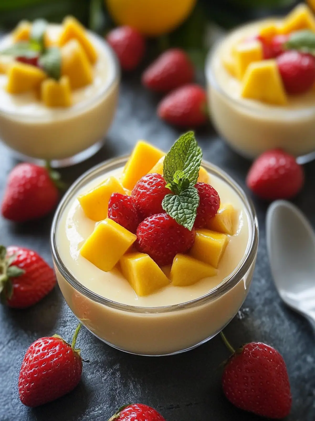 Coconut Lemon Pudding with Mango & Strawberry Bliss 2 COCONUT LEMON PUDDING WITH MANGO & STRAWBERRY