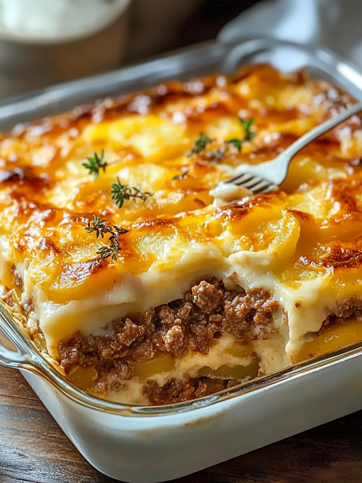 Hearty Amish Ground Beef & Potato Casserole with Country Gravy Delight 4 HEARTY AMISH GROUND BEEF & POTATO CASSEROLE WITH COUNTRY GRAVY