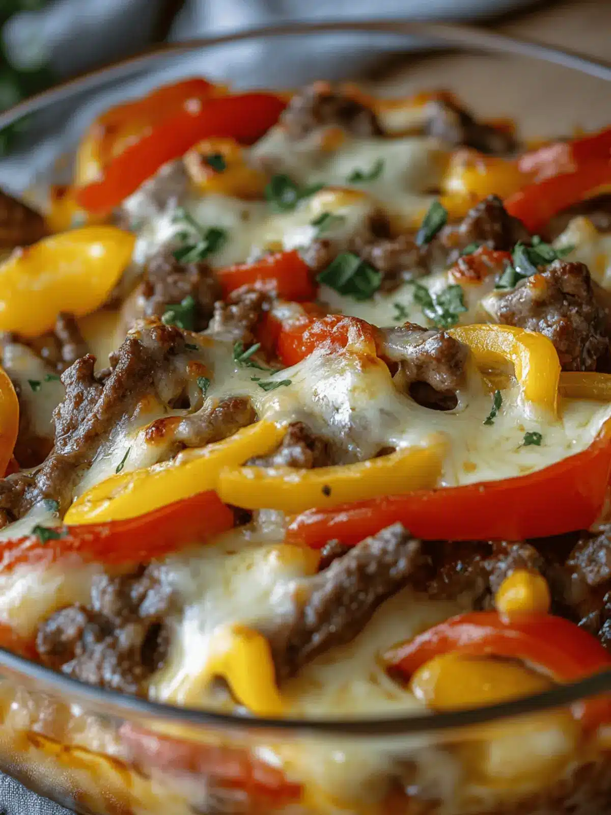 Keto Philly Cheesesteak Casserole  