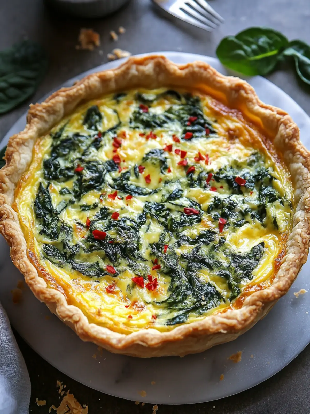 Cheesy Spinach Quiche Delight