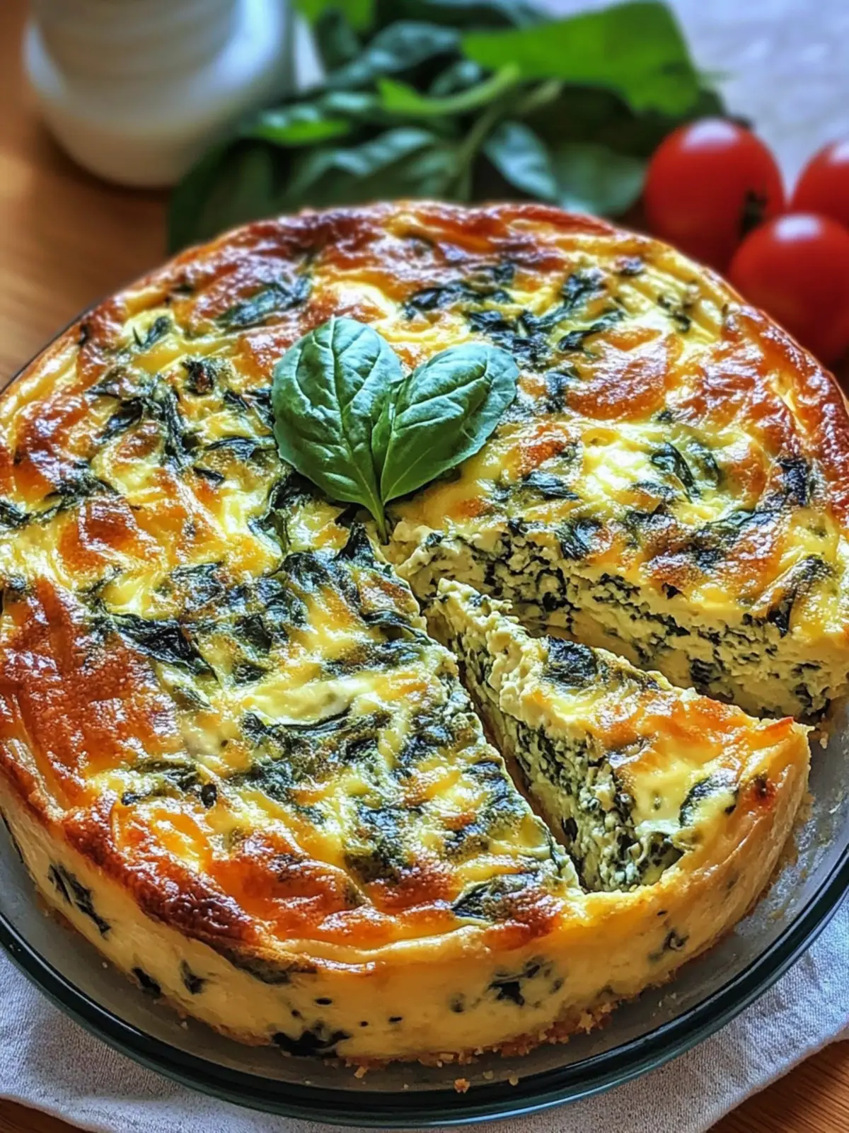 Cottage Cheese & Spinach Crustless Quiche