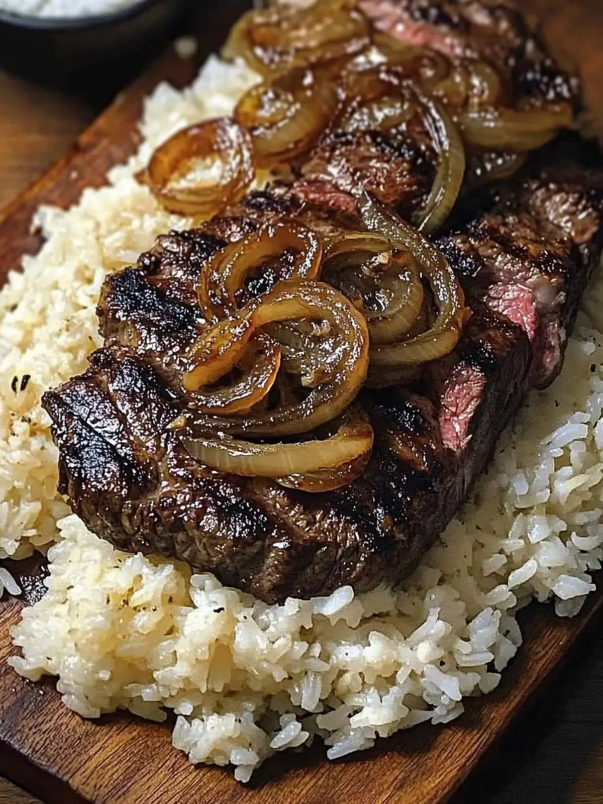 Pan-Seared Ribeye with Caramelized Onions & Rice Bliss 2 Pan-Seared Ribeye with Caramelized Onions & Rice