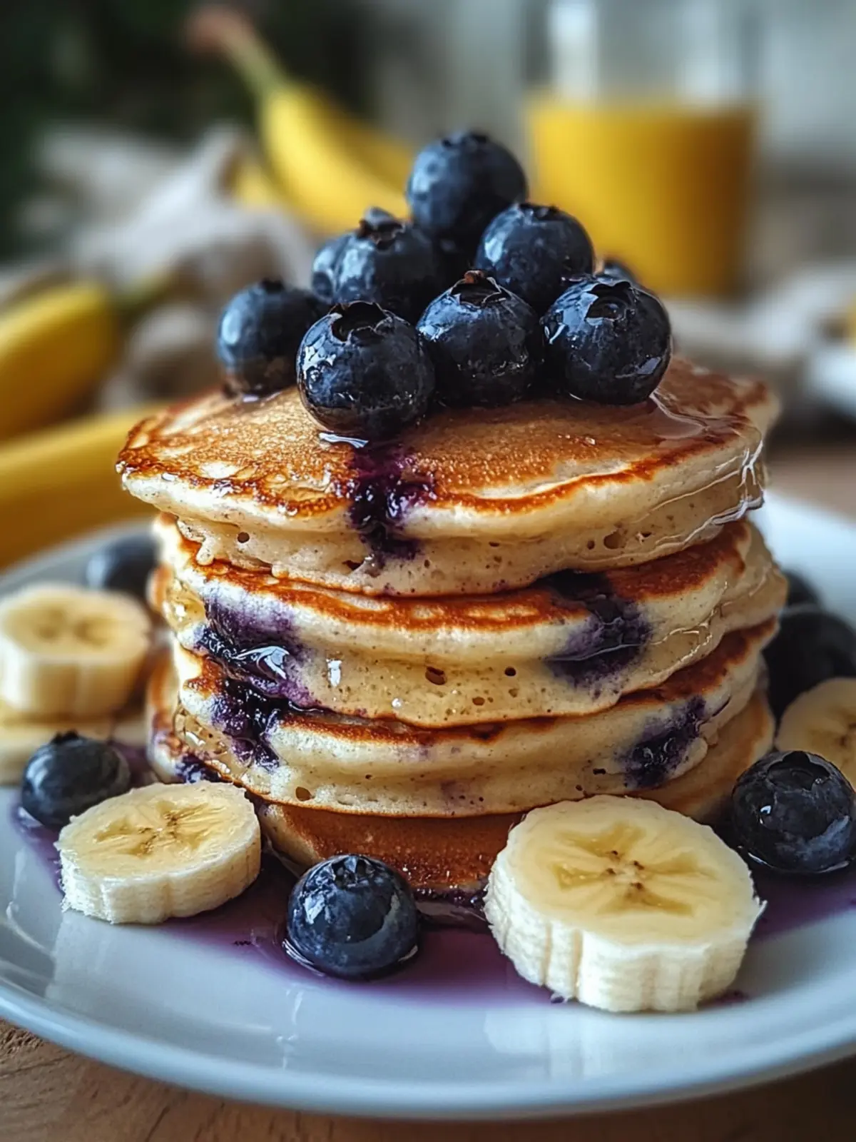 Fluffy Blueberry Banana Pancakes for a Bright Morning Treat 2 Blueberry Banana Pancakes