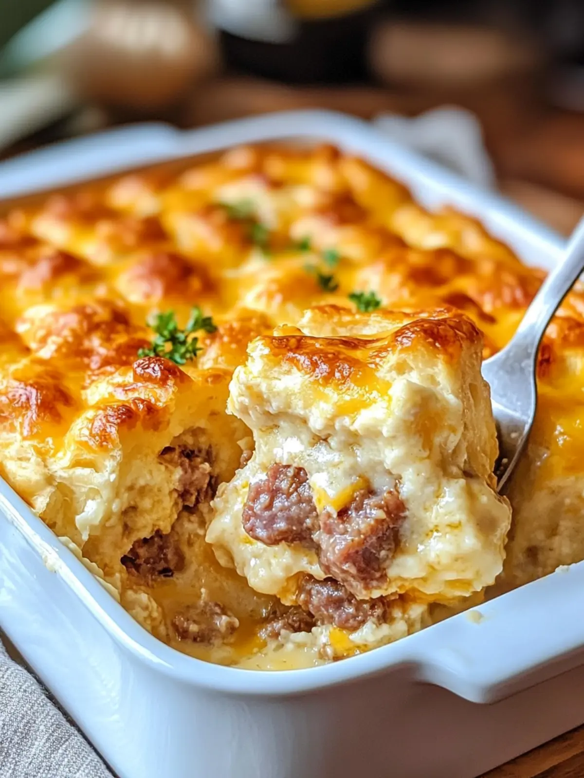 Amish Sausage Gravy & Biscuits Casserole with Cheddar Cheese Bliss 3 AMISH SAUSAGE GRAVY & BISCUITS CASSEROLE WITH CHEDDAR CHEESE