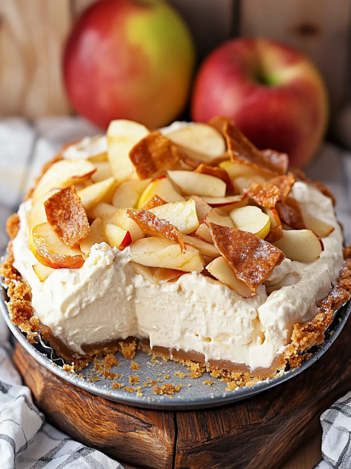 Creamy No Bake Apple Cheesecake Pie