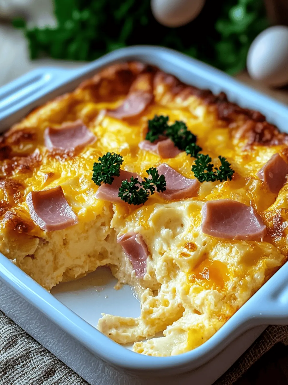Deliciously Easy Ham Egg & Cheese Casserole for Busy Mornings 2 Ham Egg & Cheese Casserole