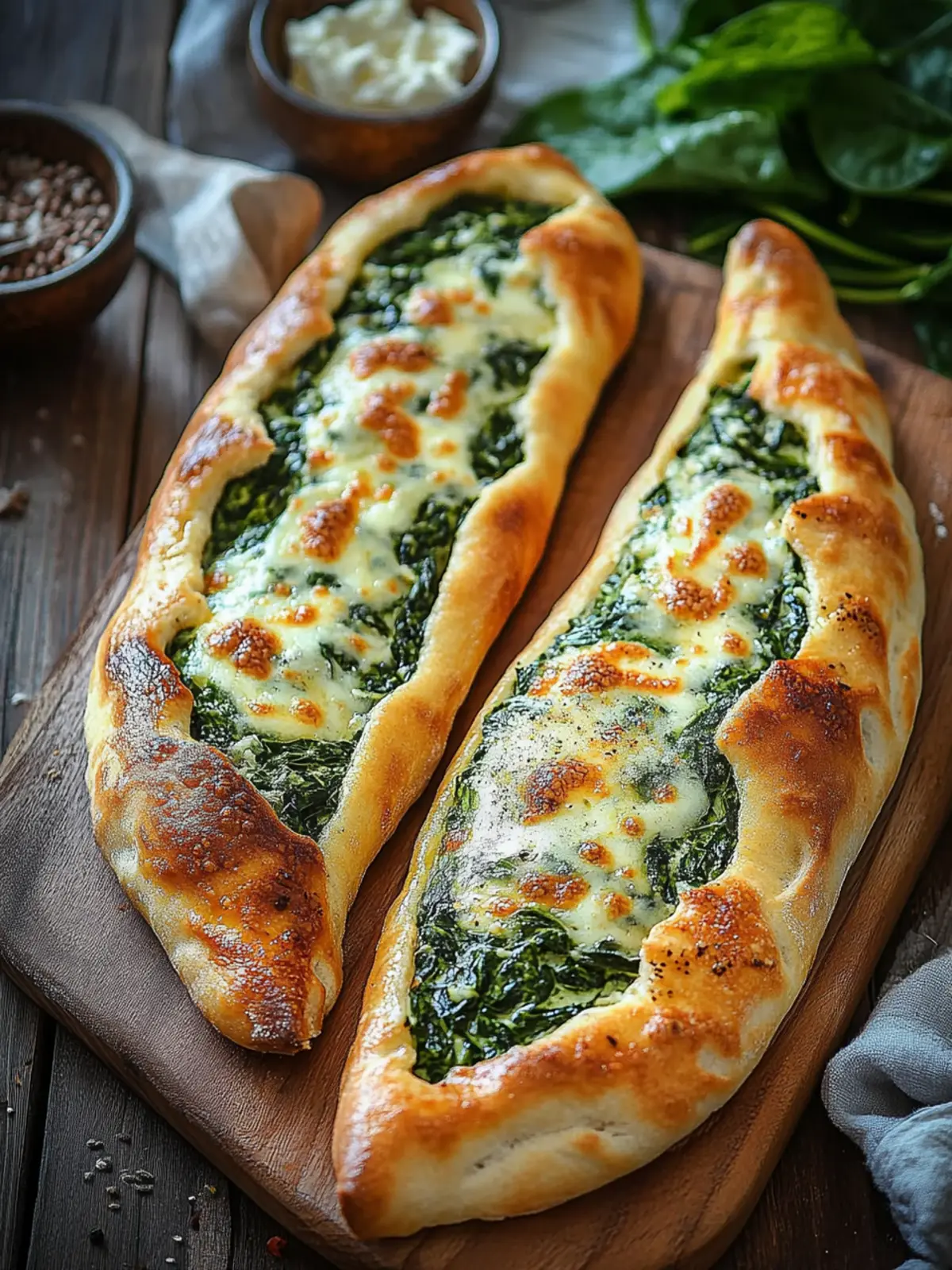 Turkish-Style Spinach and Cheese Flatbread