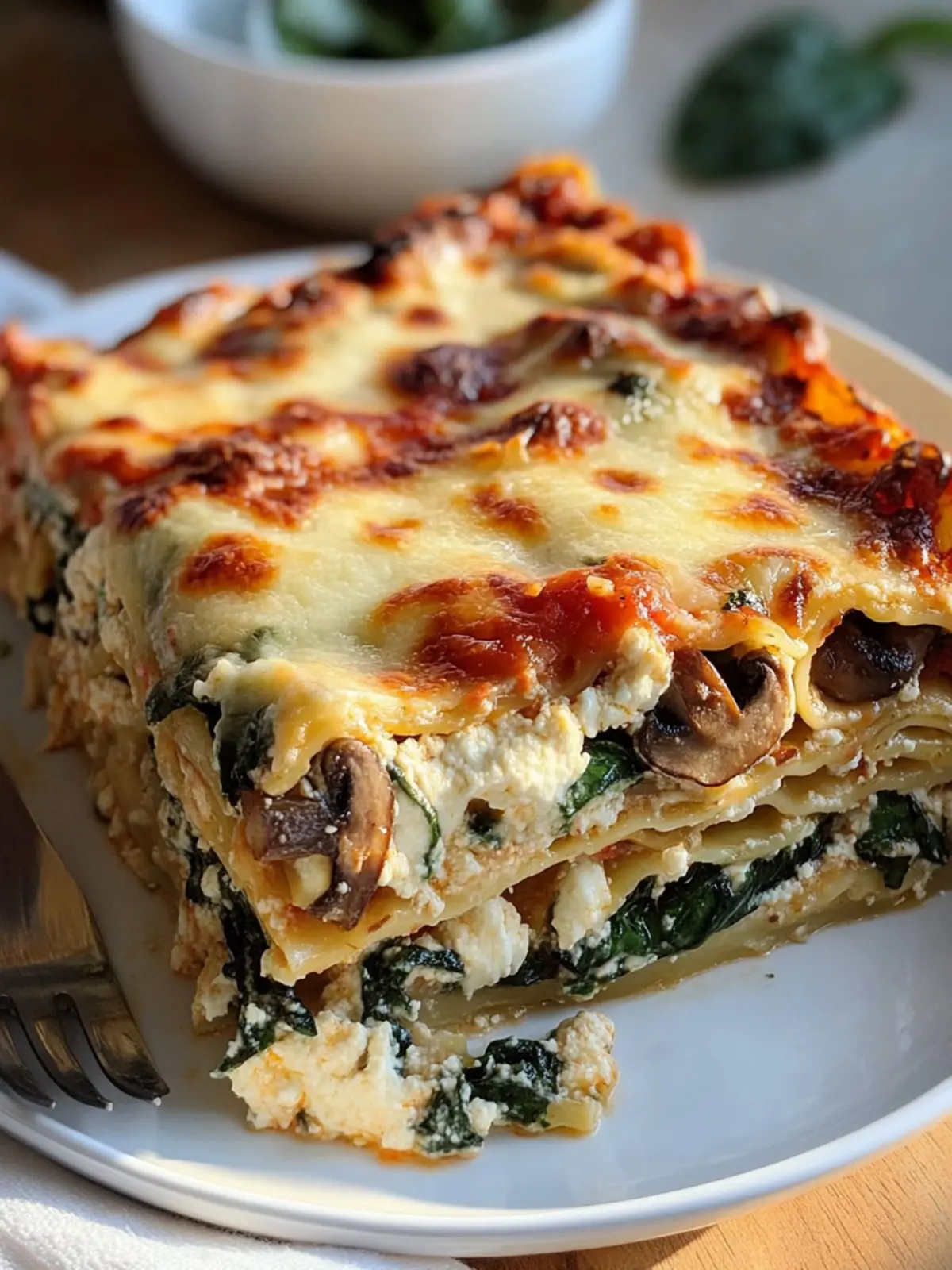 Cottage Cheese Lasagna Bake with Mushroom & Spinach