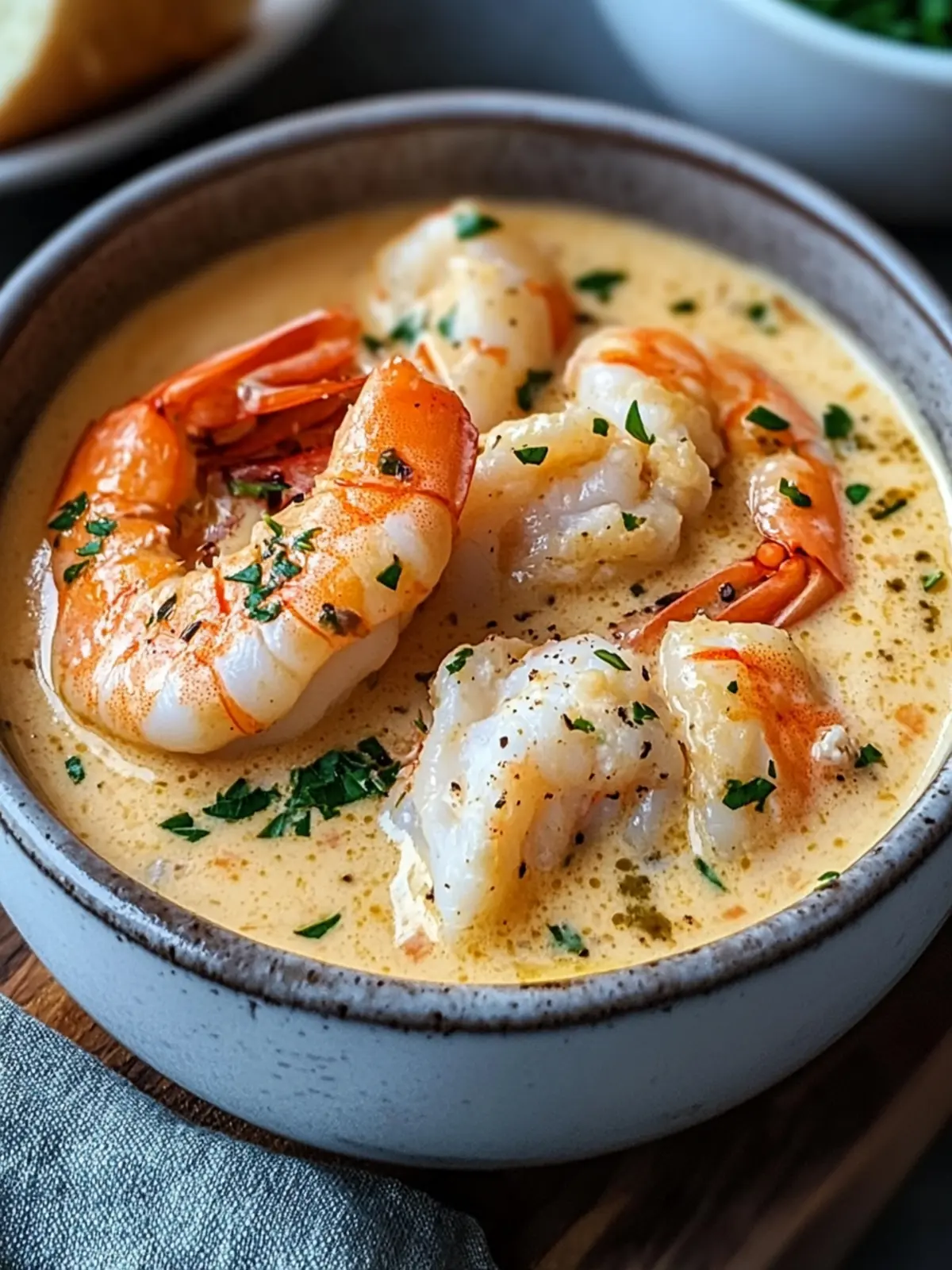 Creamy Crab and Shrimp Seafood Bisque with Zesty Dressing 4 CREAMY CRAB AND SHRIMP SEAFOOD BISQUE WITH GARLIC HERB DRESSING
