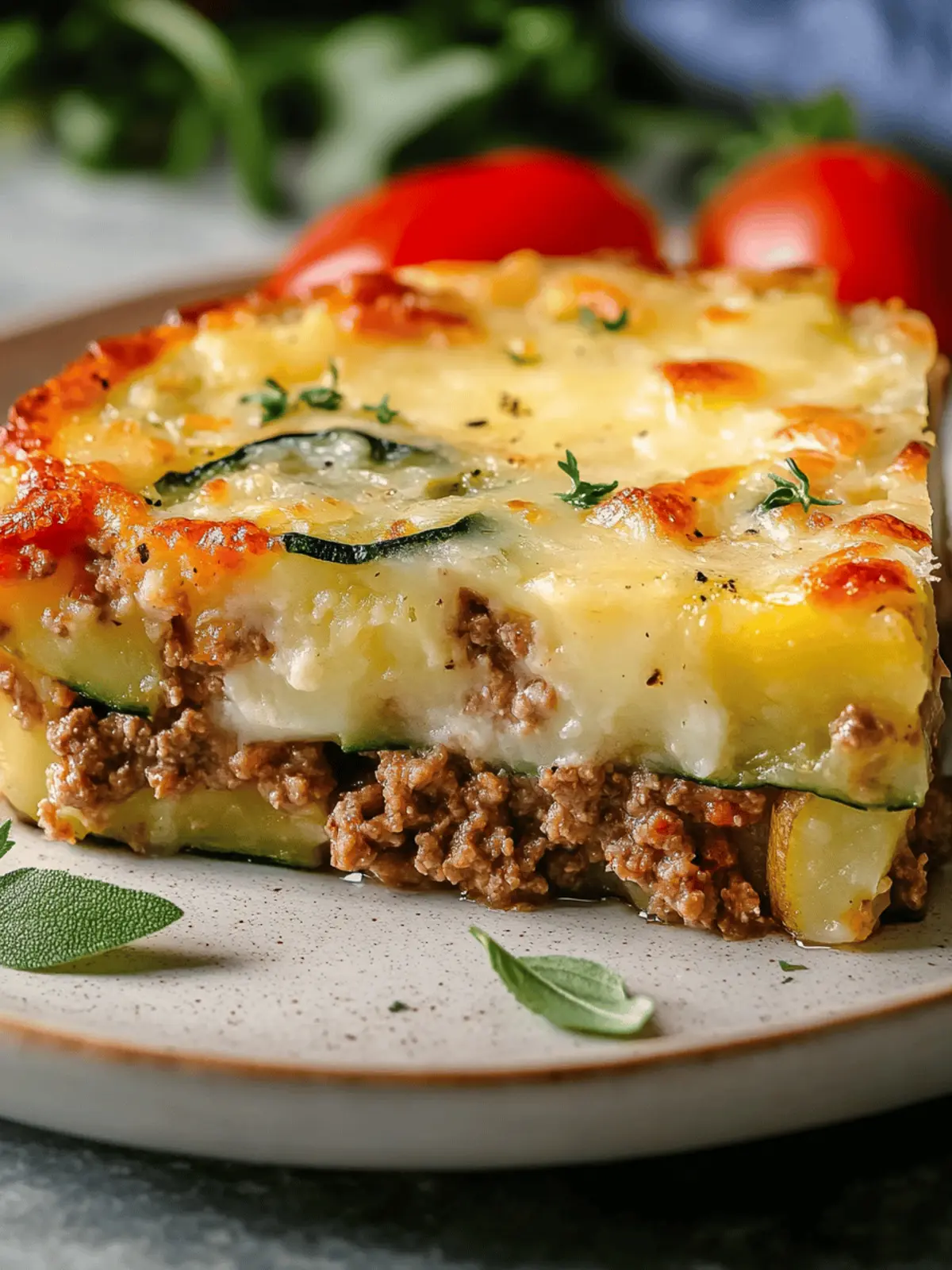 Cheesy Zucchini Potato with Ground Meat Slice